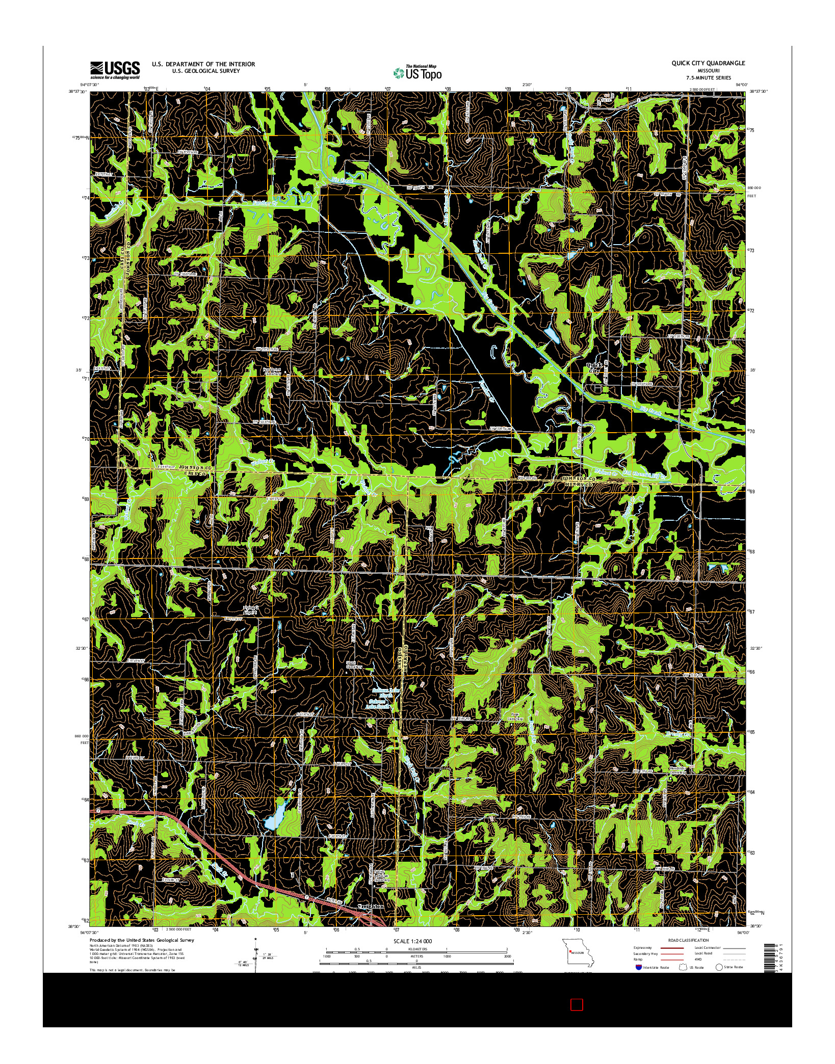 USGS US TOPO 7.5-MINUTE MAP FOR QUICK CITY, MO 2014