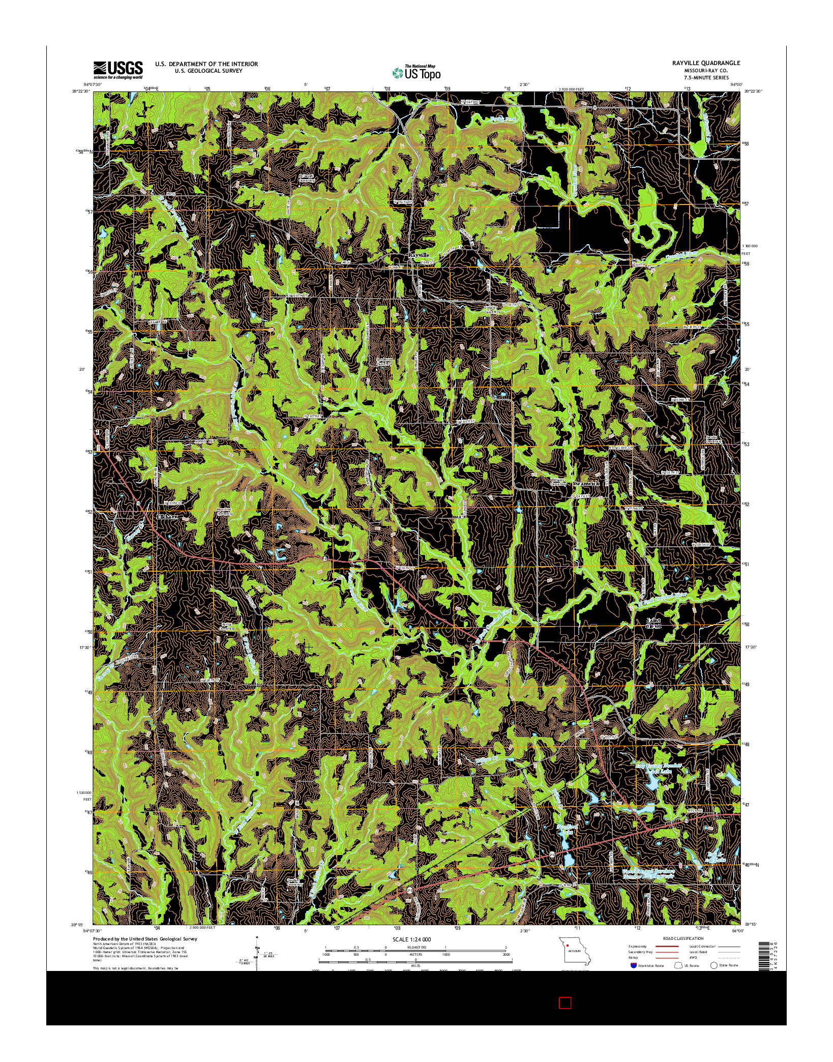 USGS US TOPO 7.5-MINUTE MAP FOR RAYVILLE, MO 2014