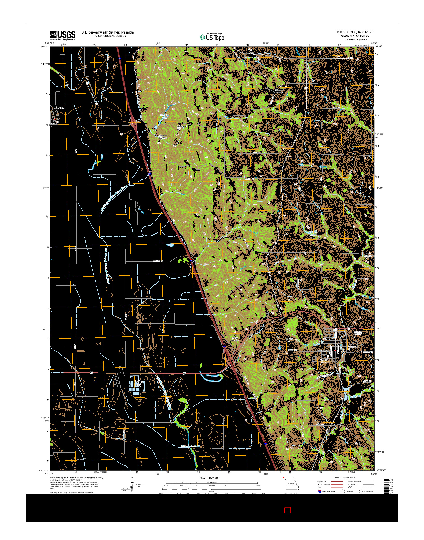 USGS US TOPO 7.5-MINUTE MAP FOR ROCK PORT, MO 2014