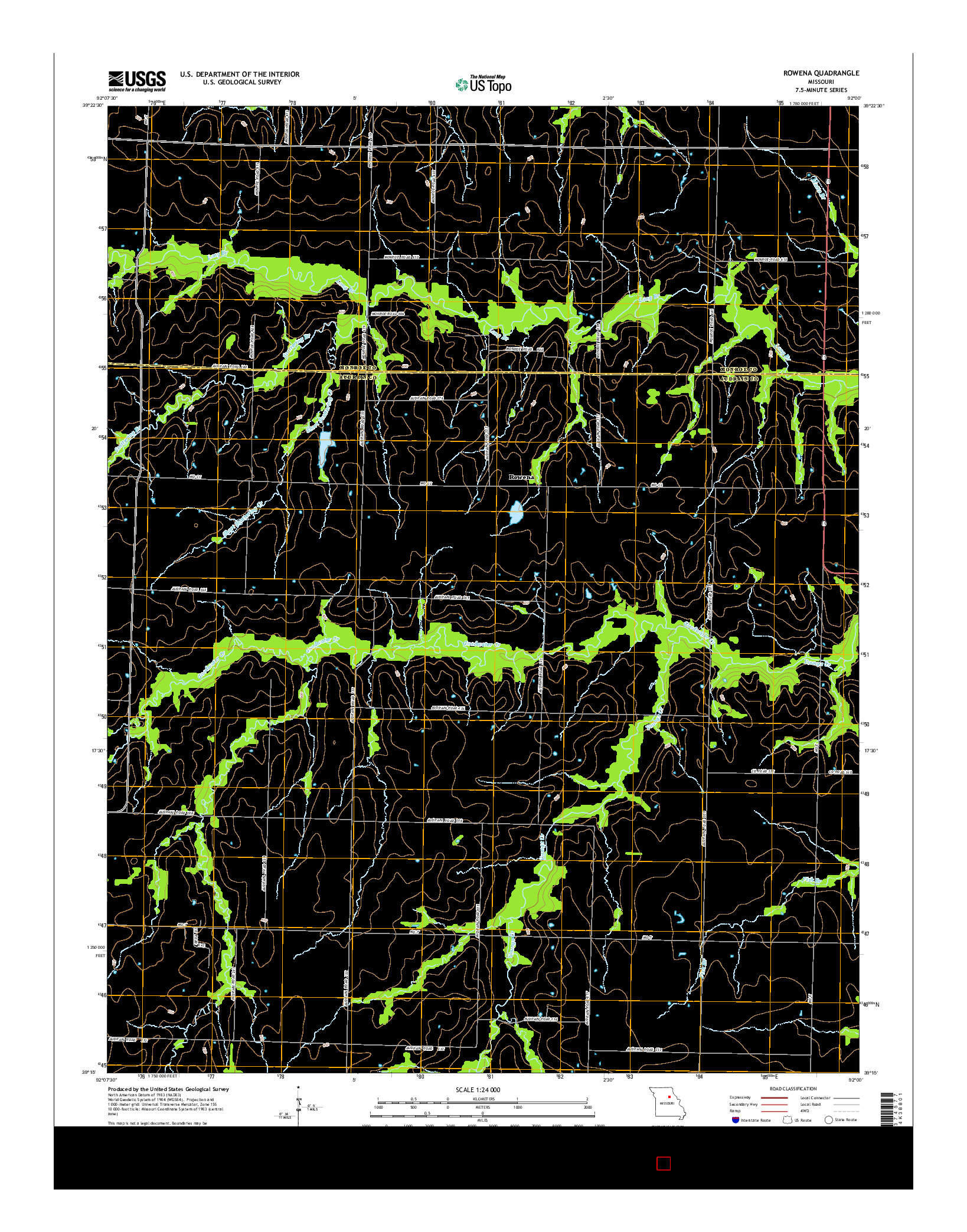 USGS US TOPO 7.5-MINUTE MAP FOR ROWENA, MO 2014