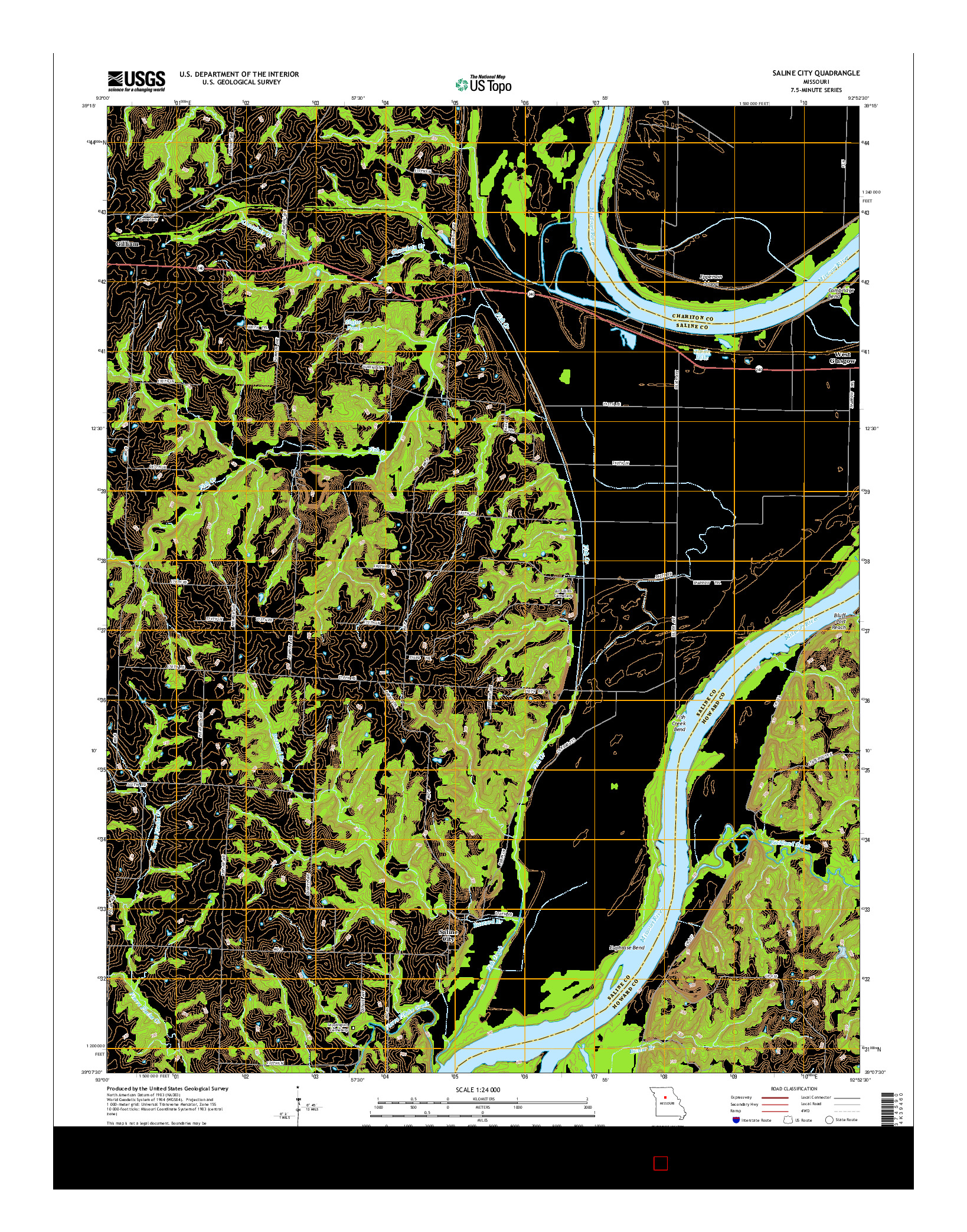 USGS US TOPO 7.5-MINUTE MAP FOR SALINE CITY, MO 2014