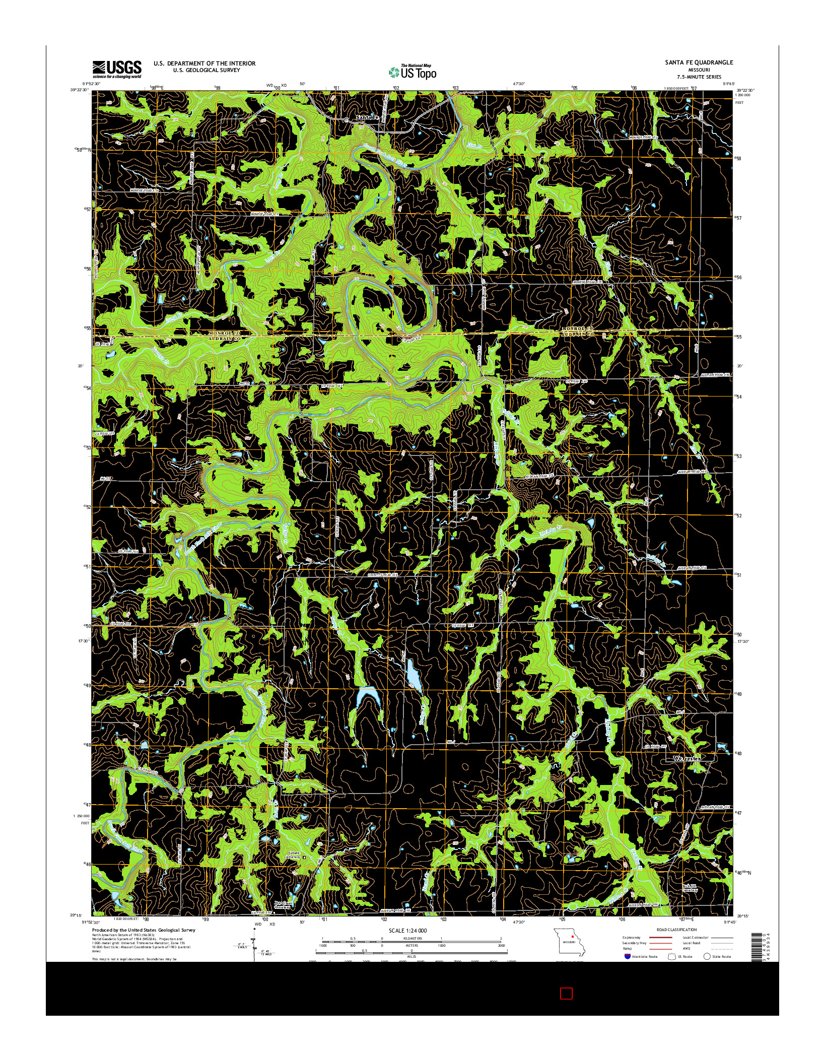 USGS US TOPO 7.5-MINUTE MAP FOR SANTA FE, MO 2014