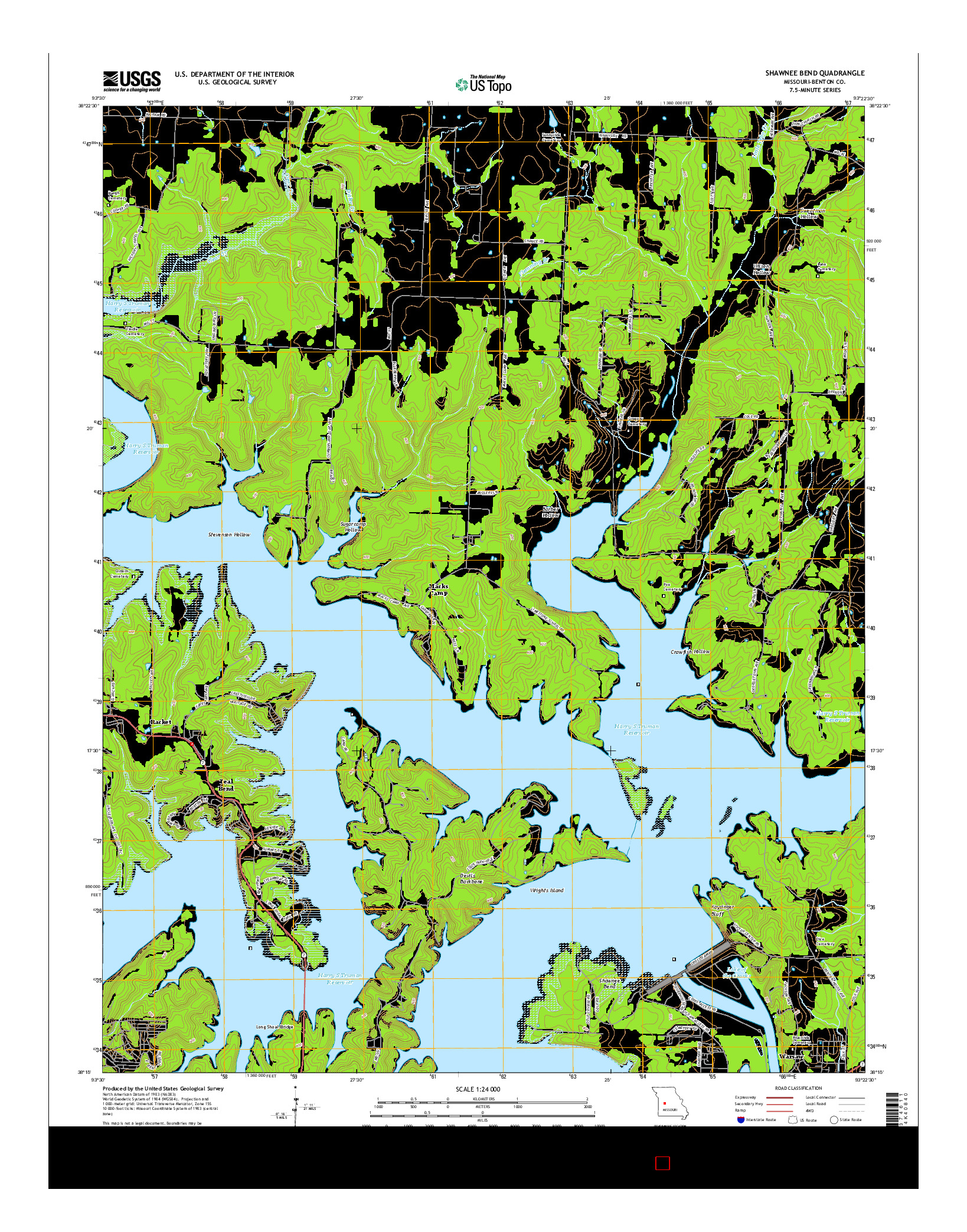 USGS US TOPO 7.5-MINUTE MAP FOR SHAWNEE BEND, MO 2014