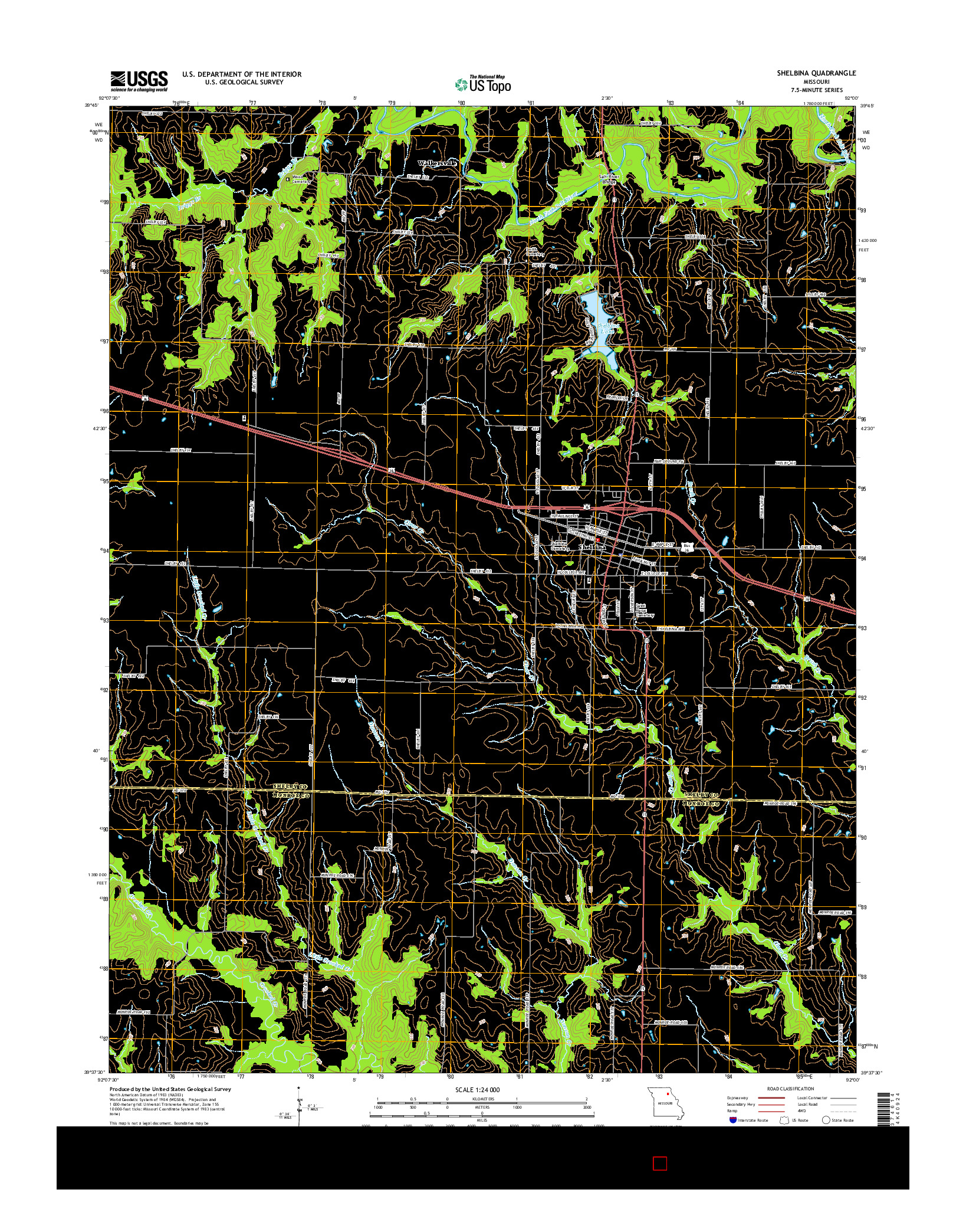 USGS US TOPO 7.5-MINUTE MAP FOR SHELBINA, MO 2014