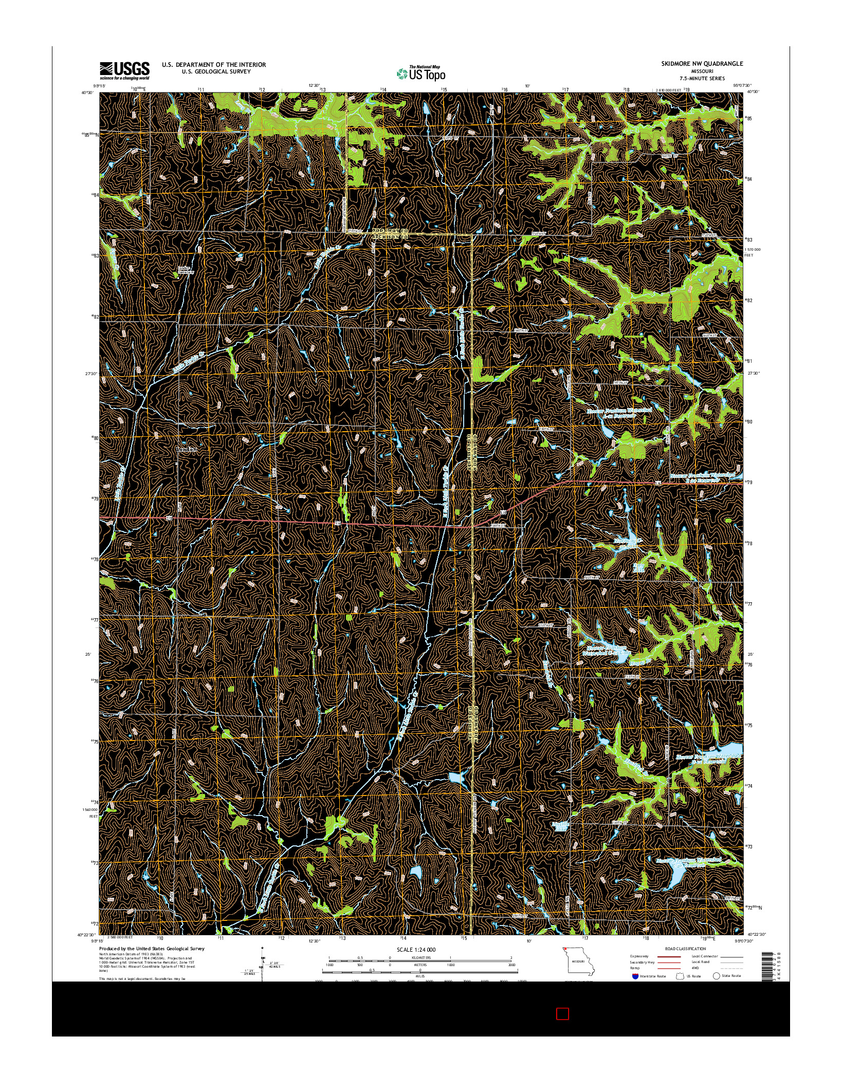 USGS US TOPO 7.5-MINUTE MAP FOR SKIDMORE NW, MO 2014