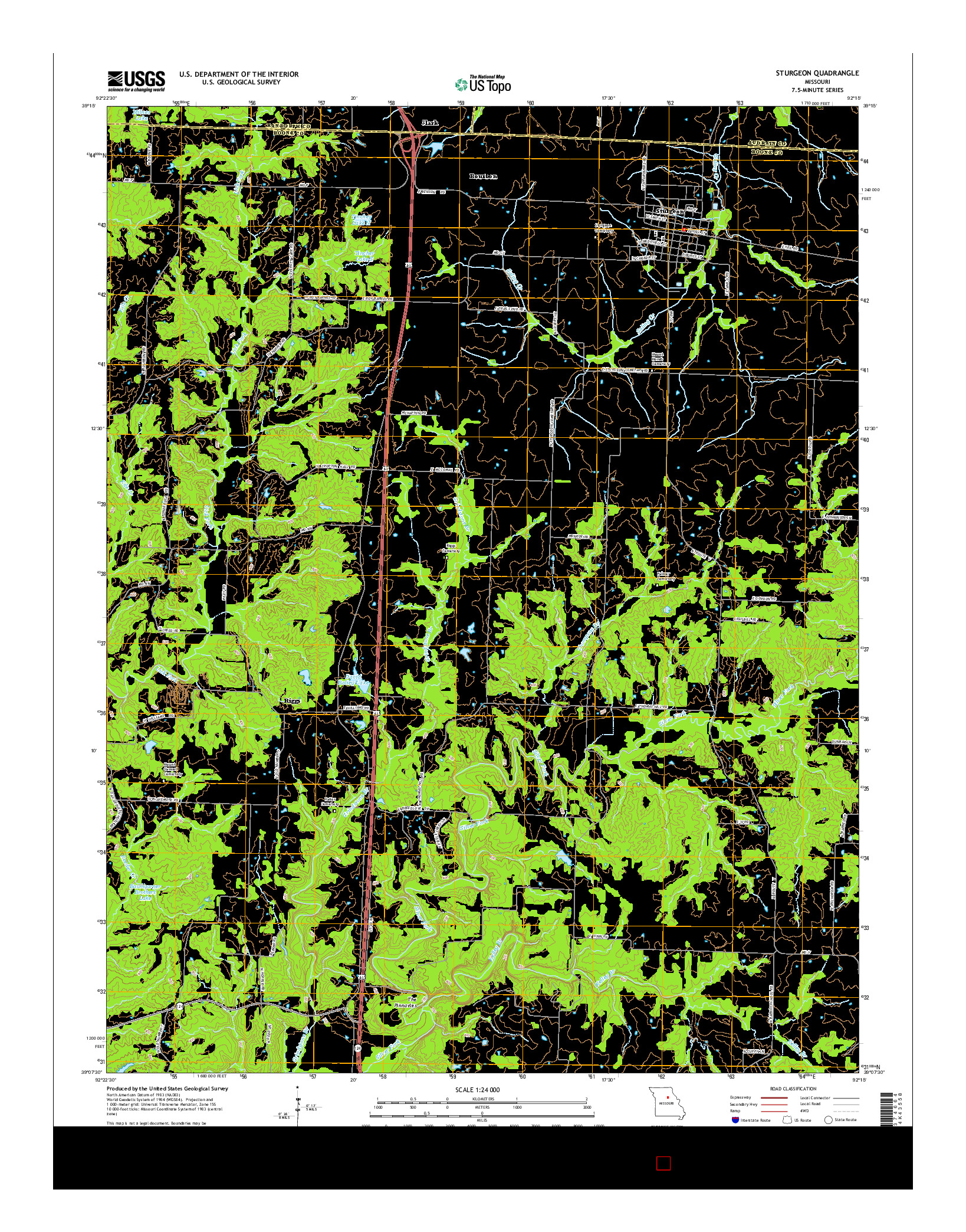 USGS US TOPO 7.5-MINUTE MAP FOR STURGEON, MO 2014