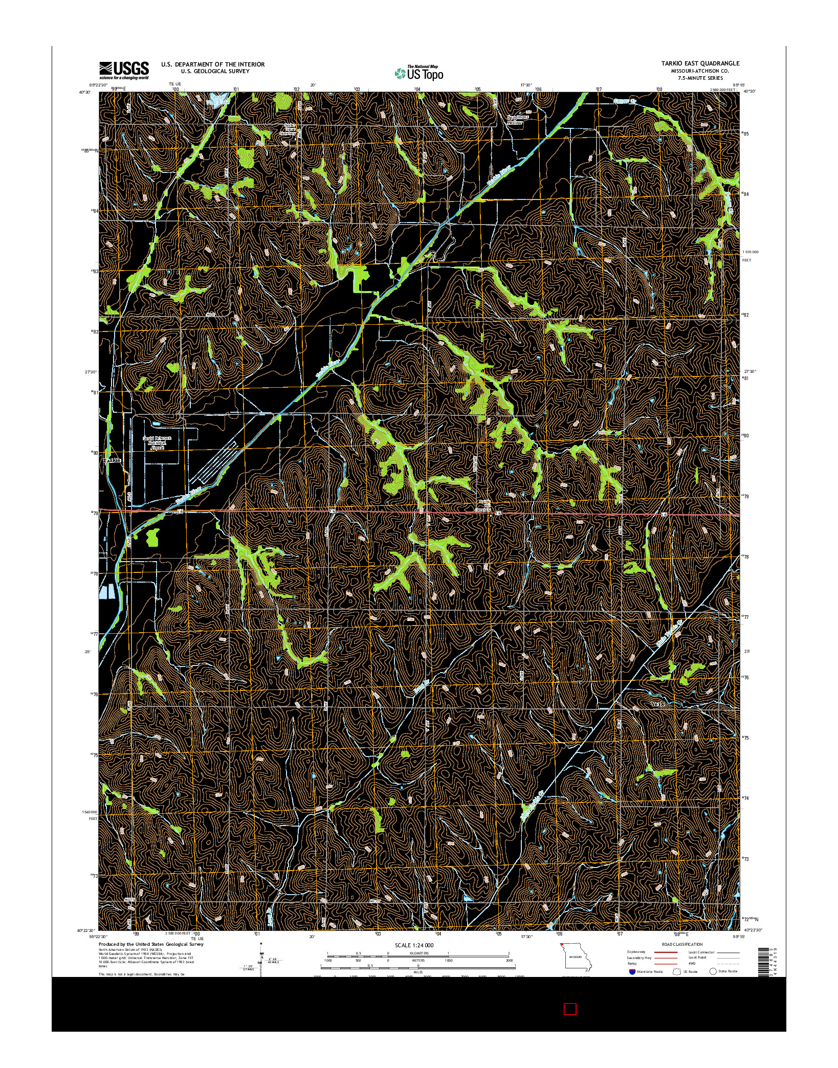 USGS US TOPO 7.5-MINUTE MAP FOR TARKIO EAST, MO 2014