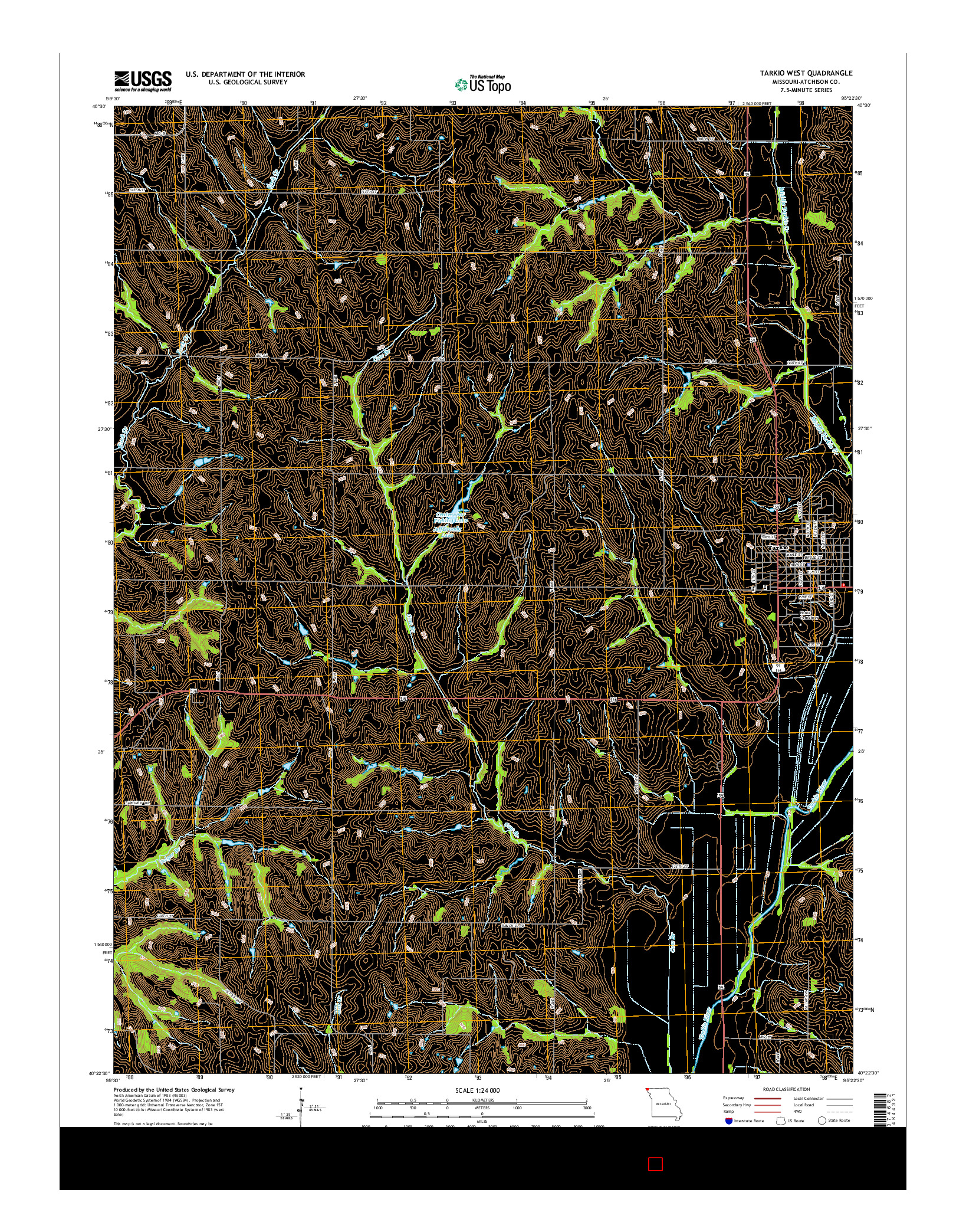 USGS US TOPO 7.5-MINUTE MAP FOR TARKIO WEST, MO 2014