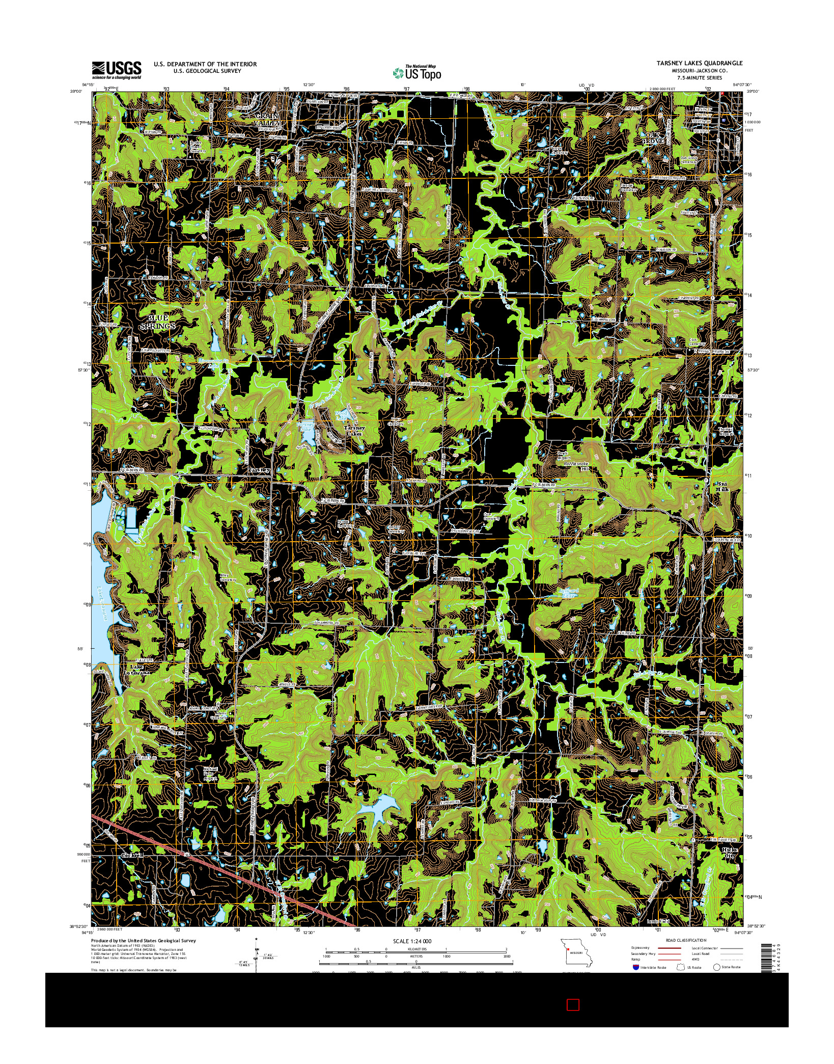 USGS US TOPO 7.5-MINUTE MAP FOR TARSNEY LAKES, MO 2014