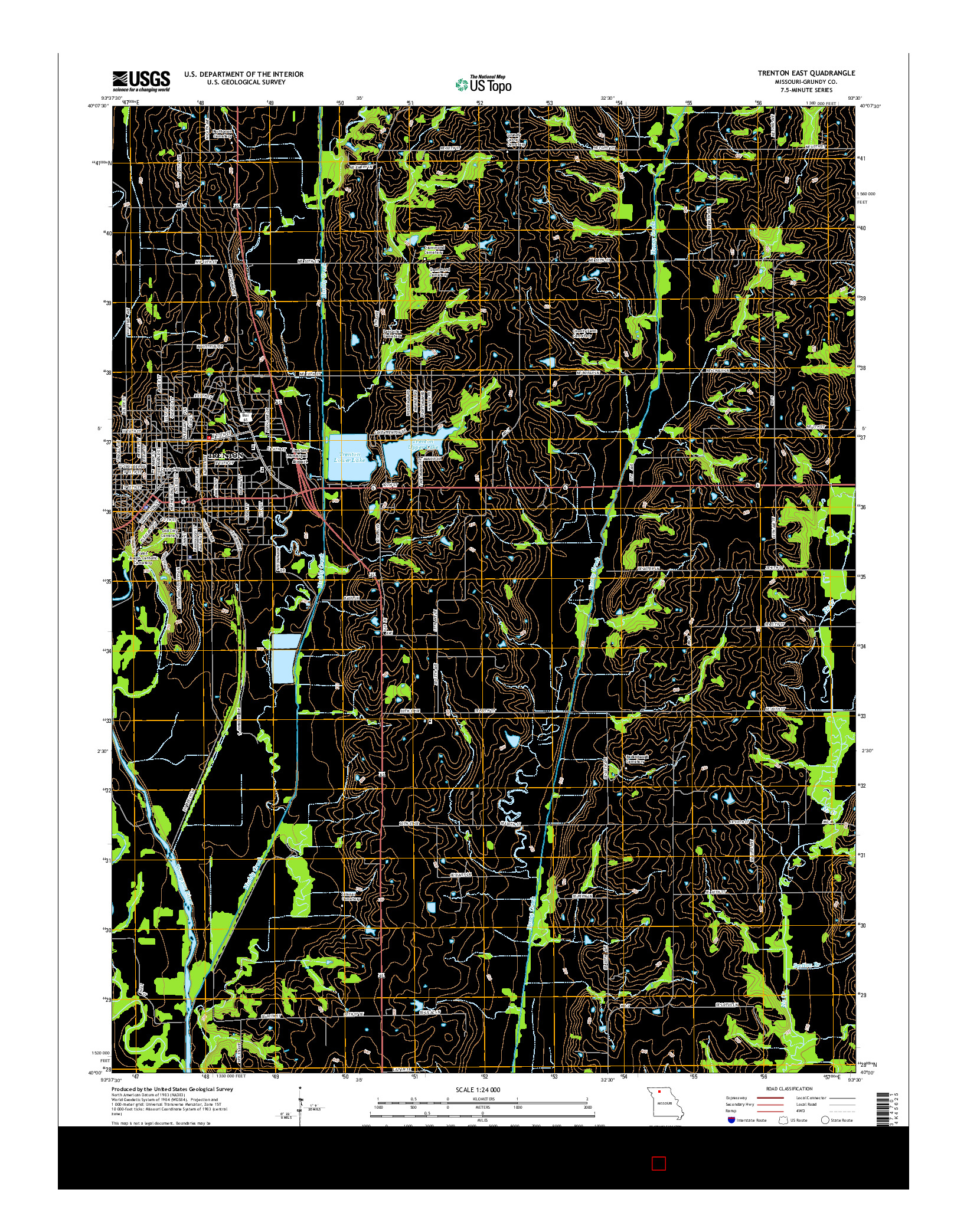 USGS US TOPO 7.5-MINUTE MAP FOR TRENTON EAST, MO 2014