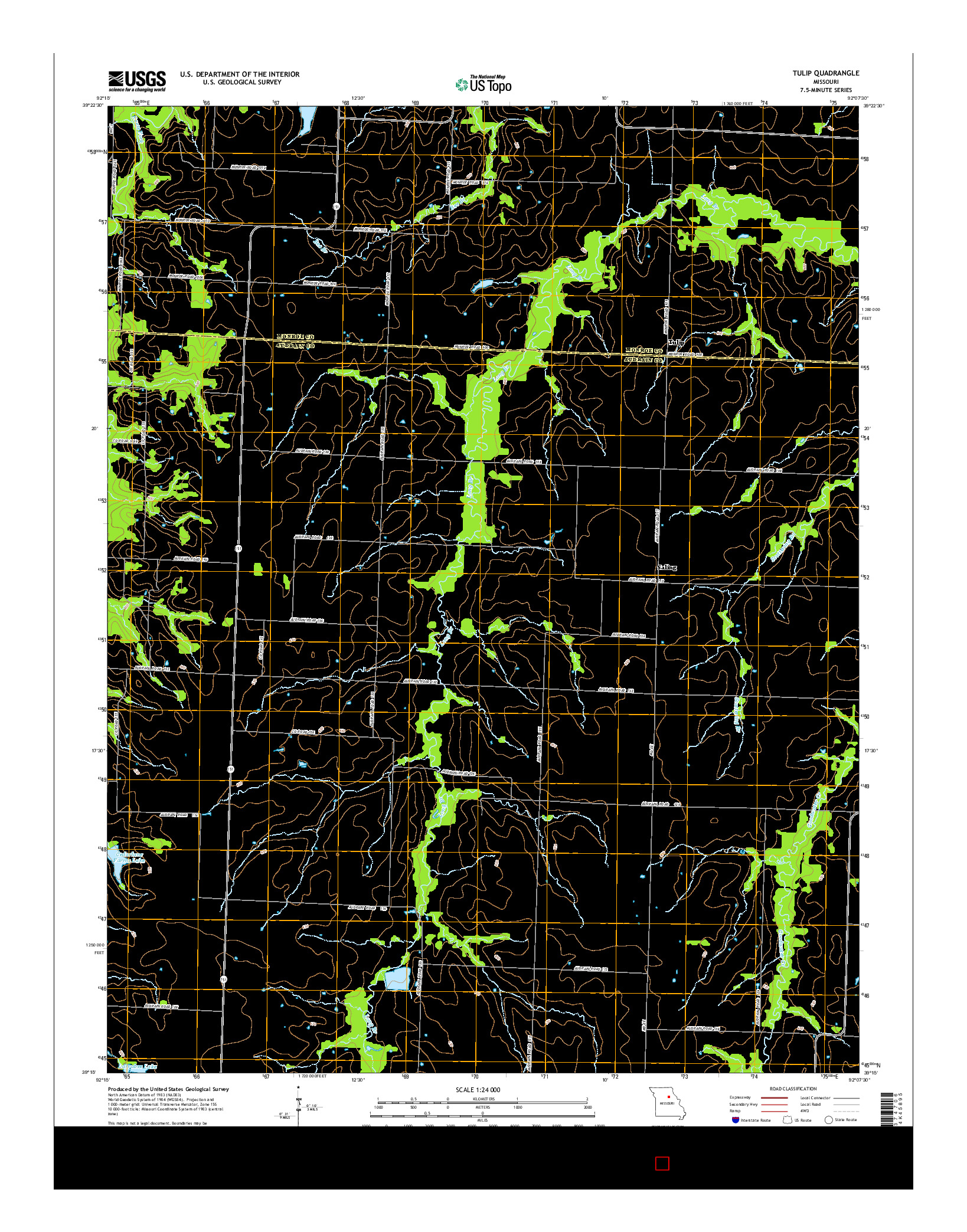USGS US TOPO 7.5-MINUTE MAP FOR TULIP, MO 2014