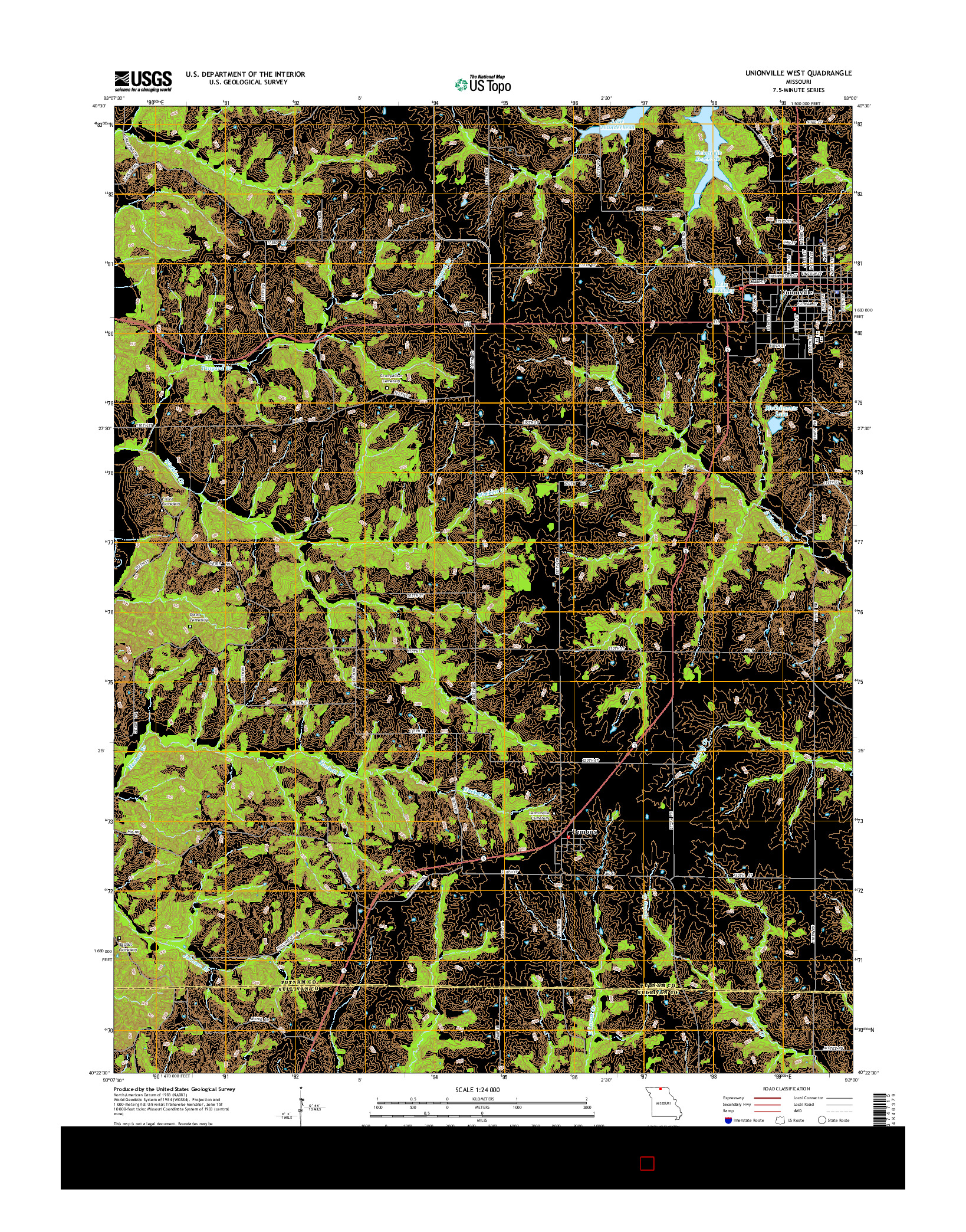 USGS US TOPO 7.5-MINUTE MAP FOR UNIONVILLE WEST, MO 2014