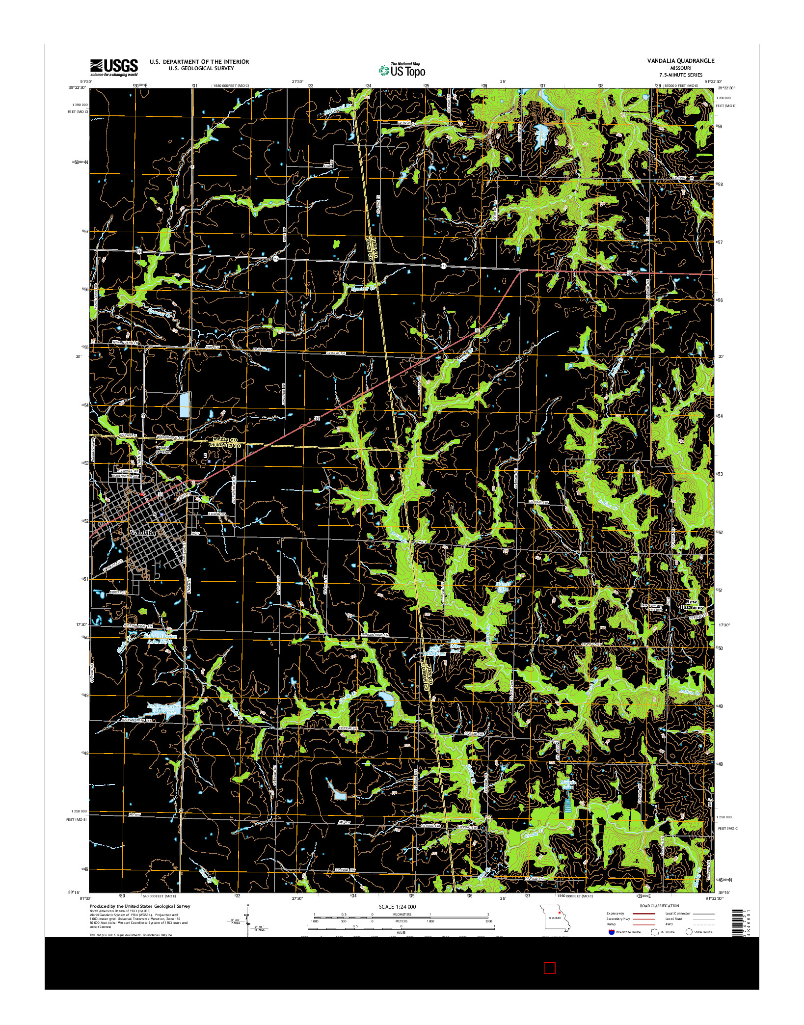 USGS US TOPO 7.5-MINUTE MAP FOR VANDALIA, MO 2014