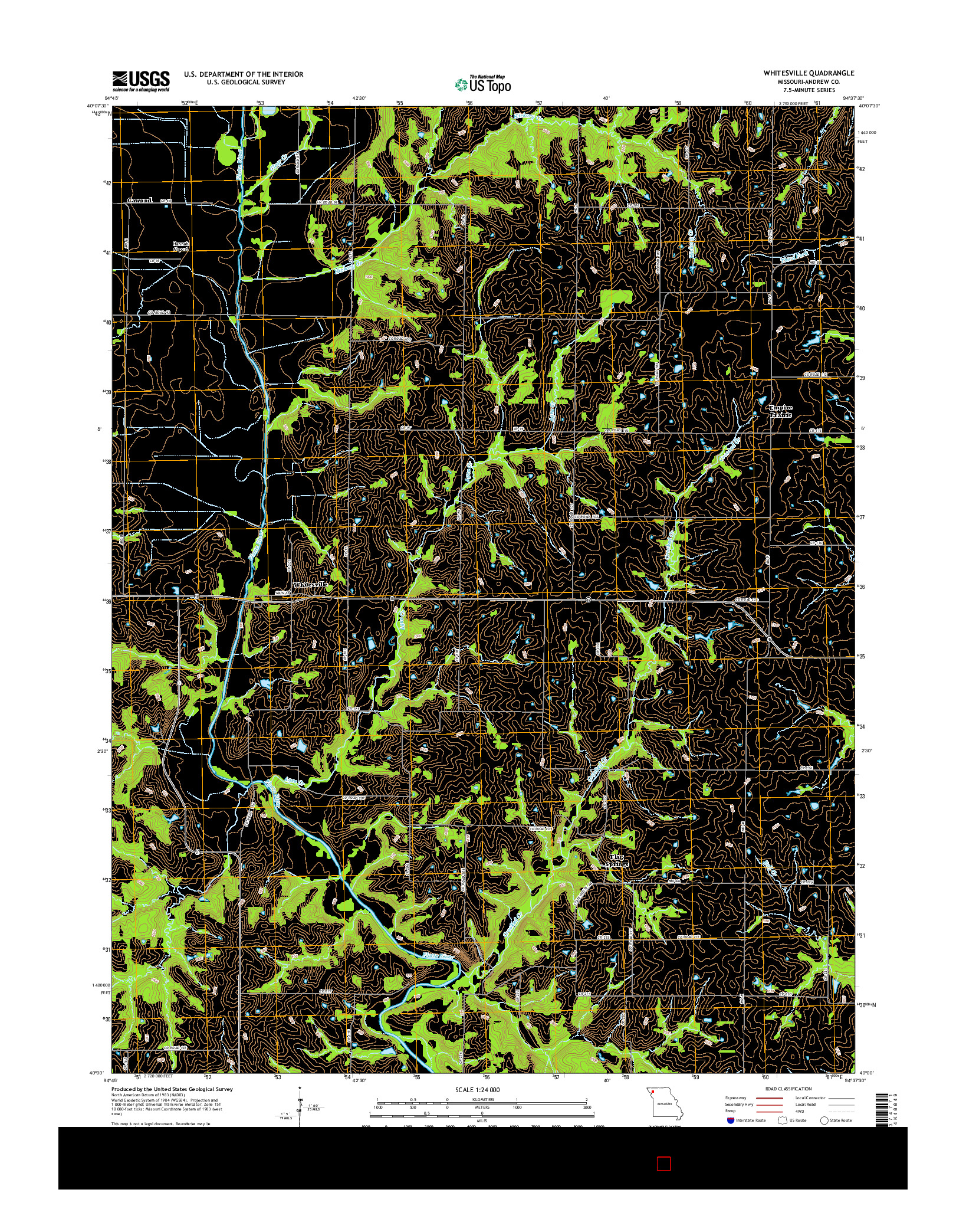 USGS US TOPO 7.5-MINUTE MAP FOR WHITESVILLE, MO 2014