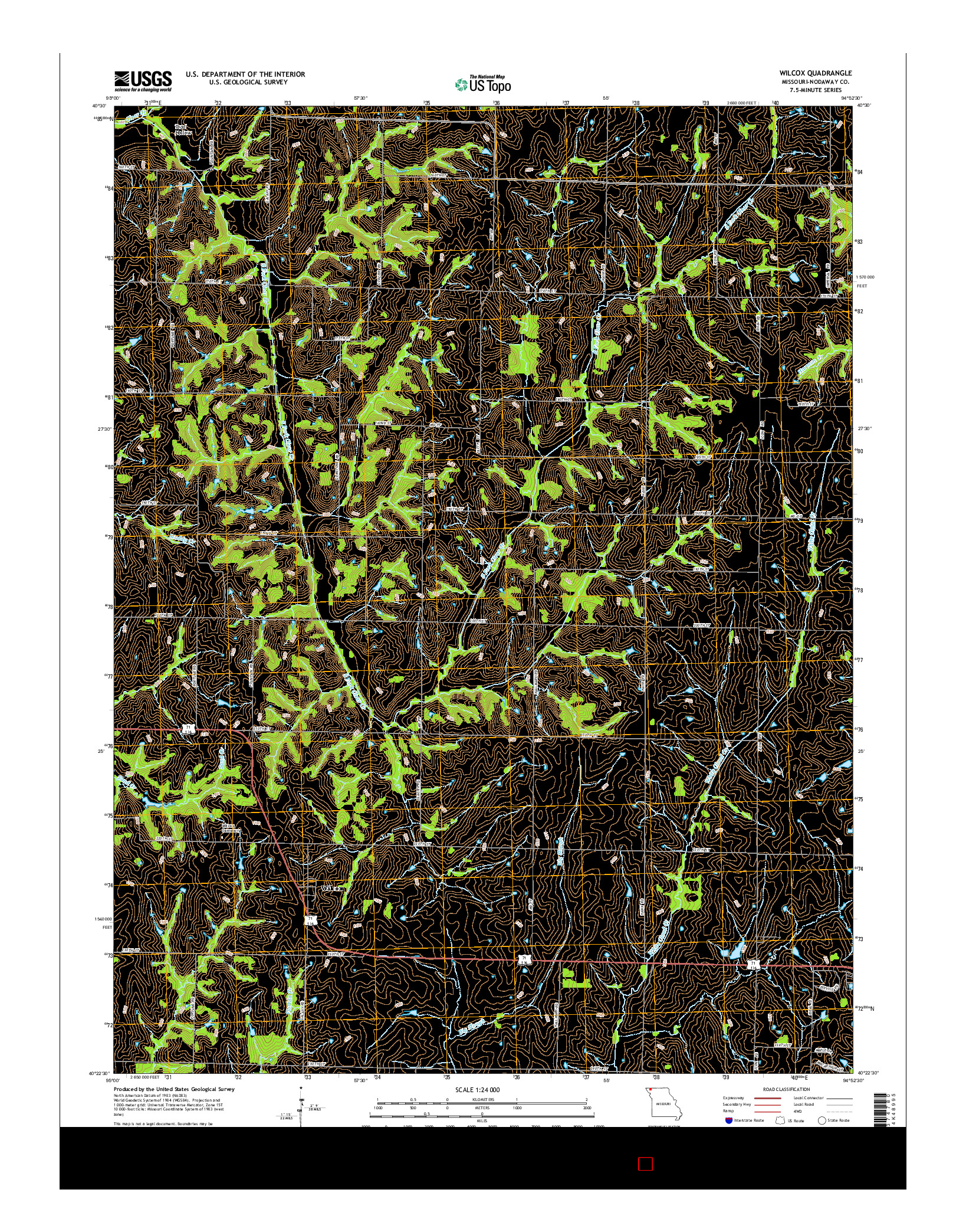 USGS US TOPO 7.5-MINUTE MAP FOR WILCOX, MO 2014