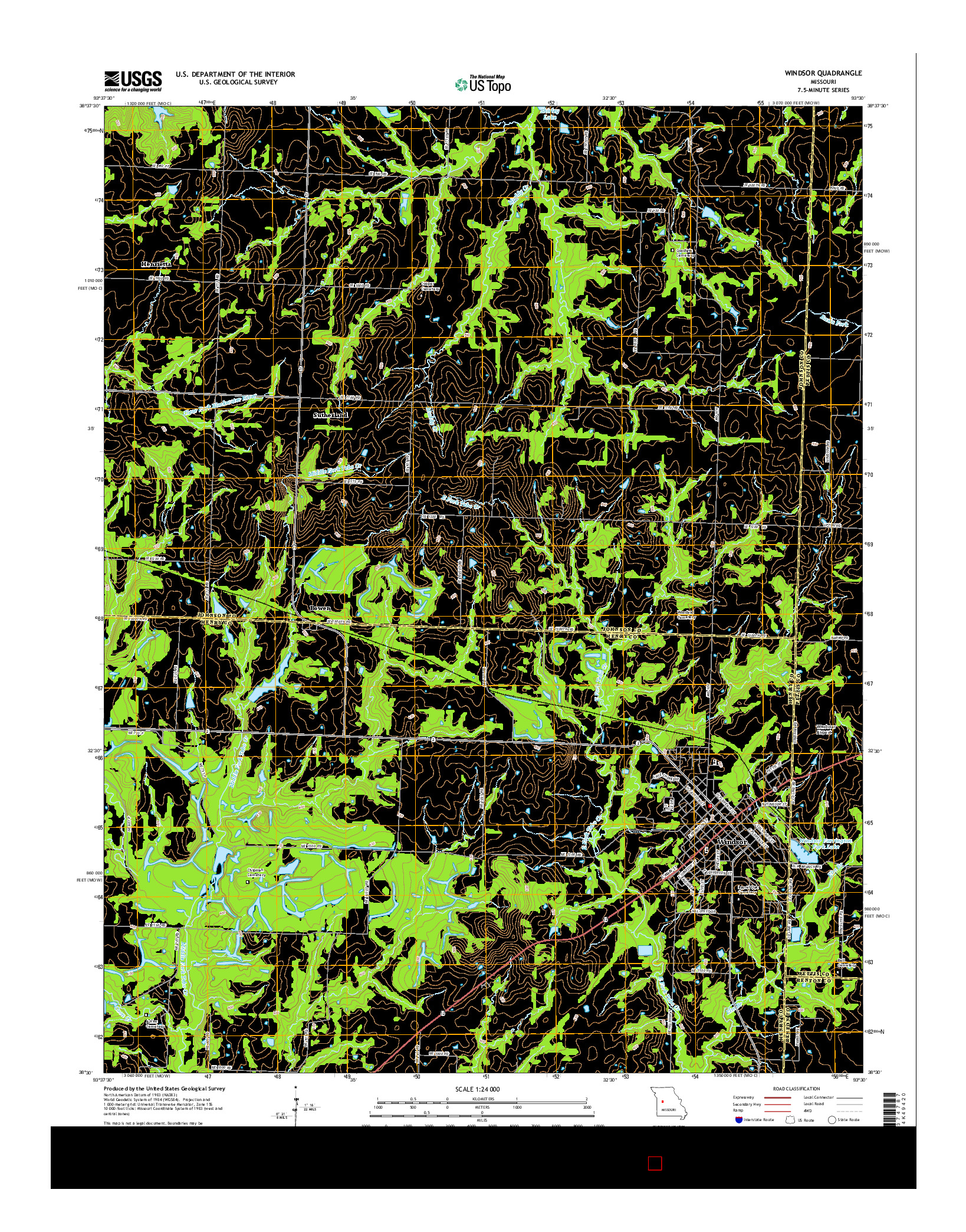 USGS US TOPO 7.5-MINUTE MAP FOR WINDSOR, MO 2014