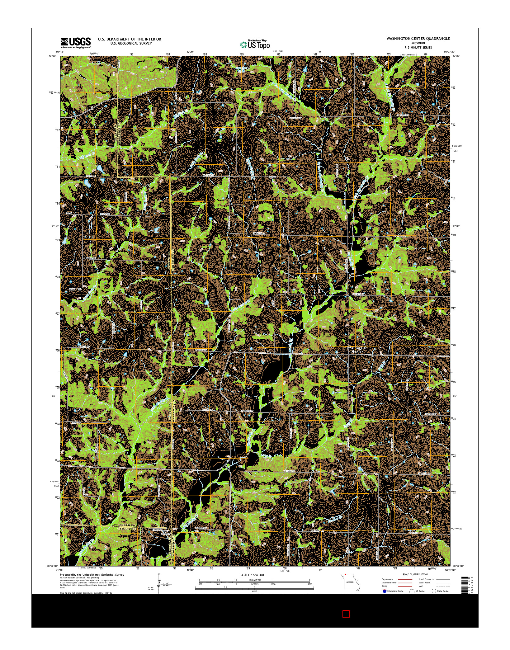 USGS US TOPO 7.5-MINUTE MAP FOR WASHINGTON CENTER, MO 2014