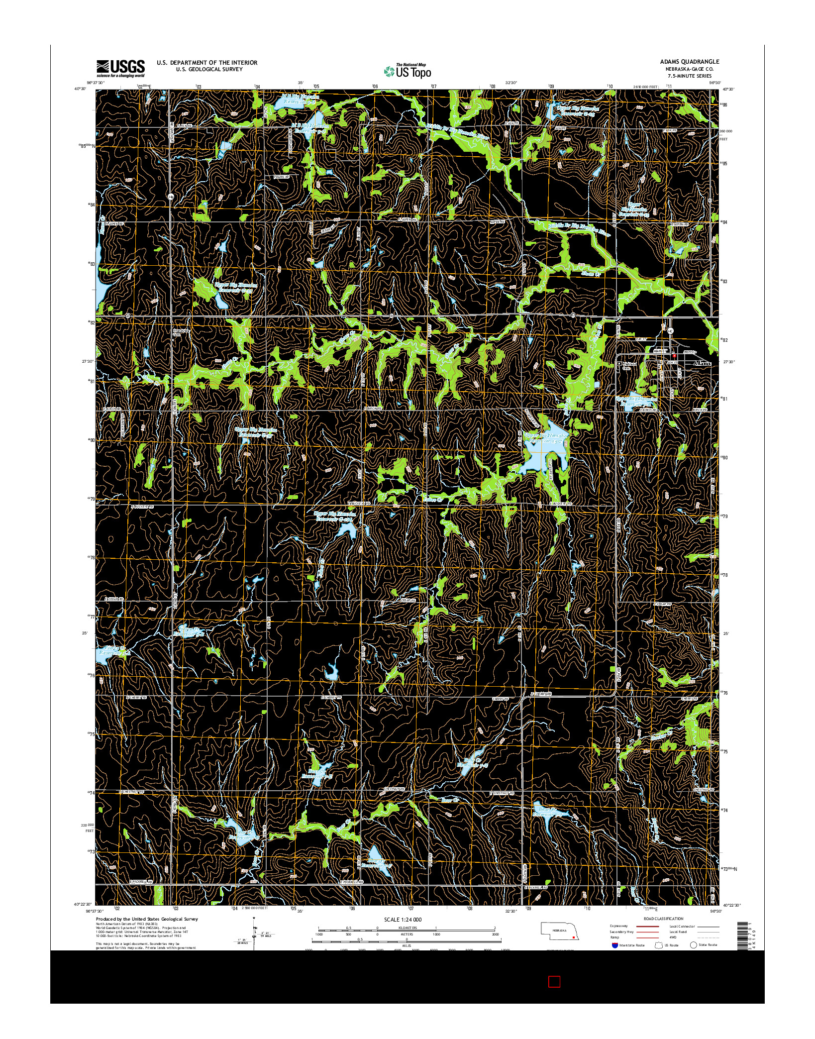 USGS US TOPO 7.5-MINUTE MAP FOR ADAMS, NE 2014