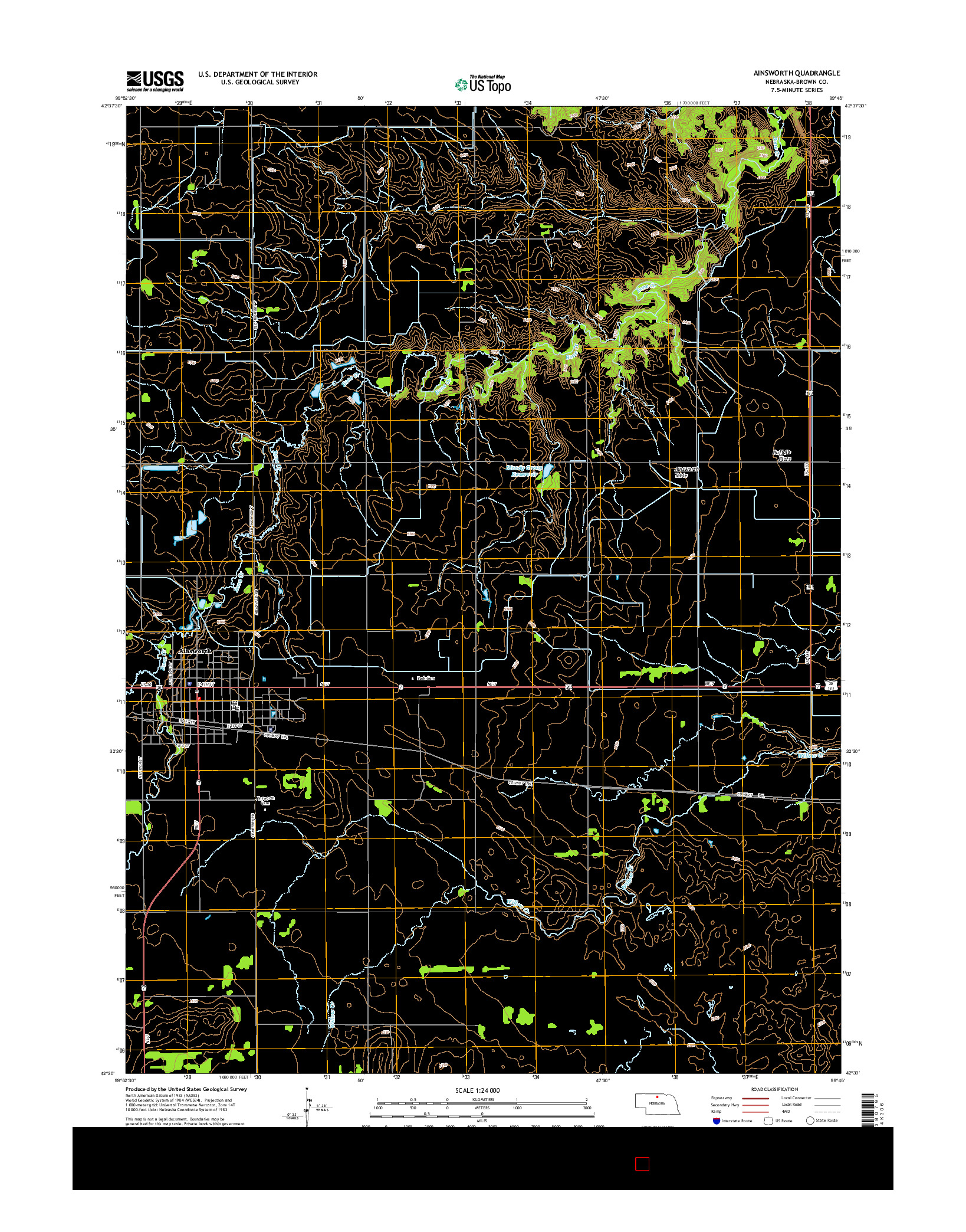 USGS US TOPO 7.5-MINUTE MAP FOR AINSWORTH, NE 2014