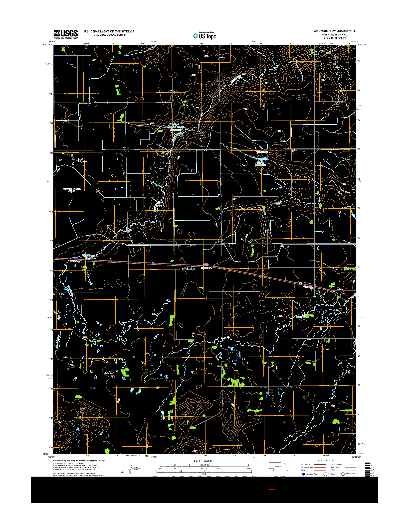 USGS US TOPO 7.5-MINUTE MAP FOR AINSWORTH SW, NE 2014