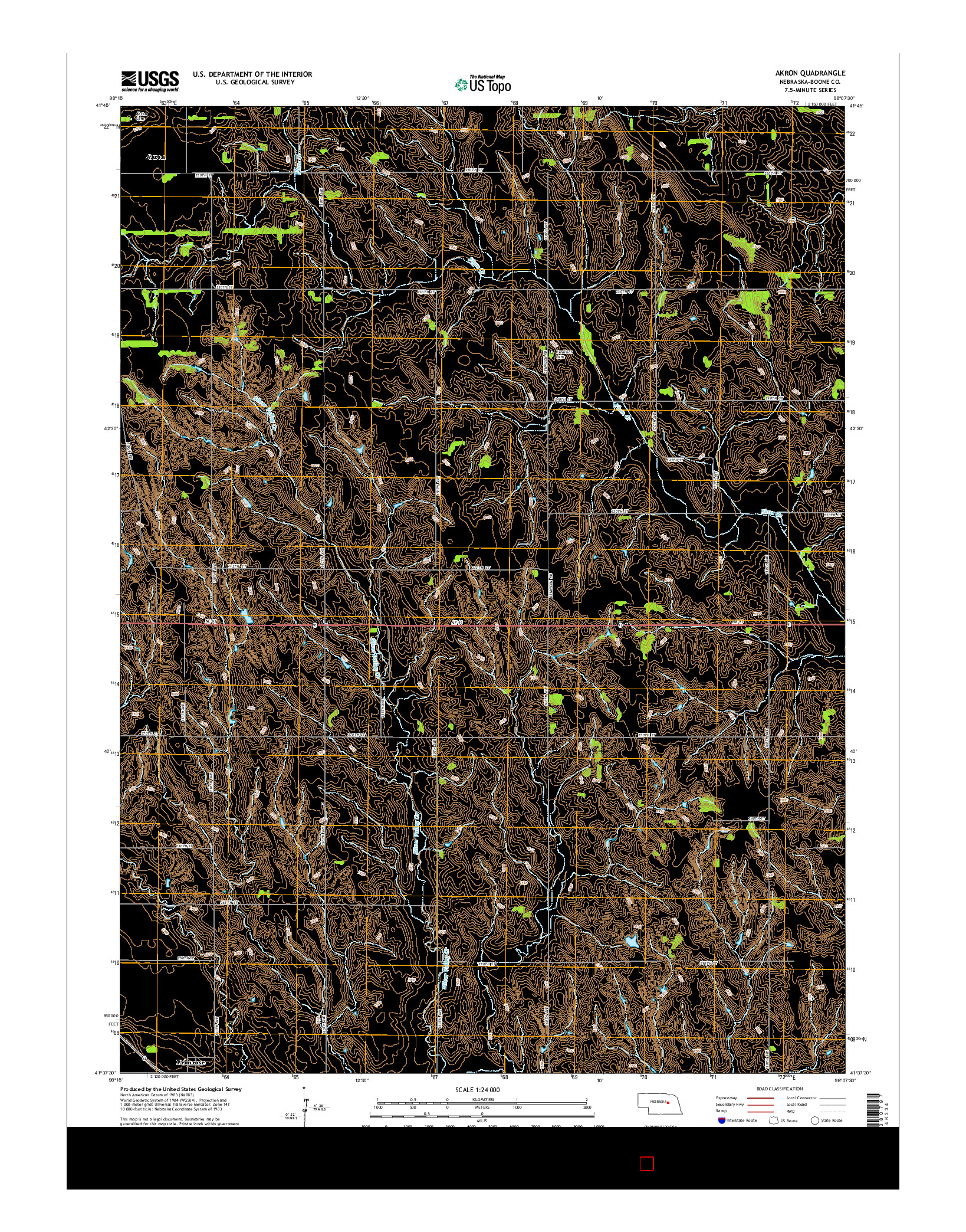 USGS US TOPO 7.5-MINUTE MAP FOR AKRON, NE 2014