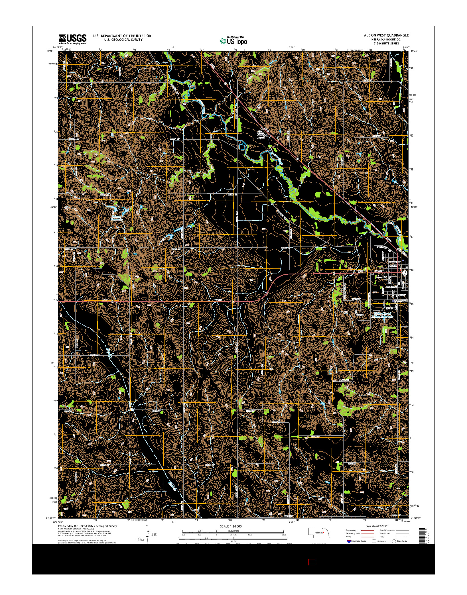 USGS US TOPO 7.5-MINUTE MAP FOR ALBION WEST, NE 2014