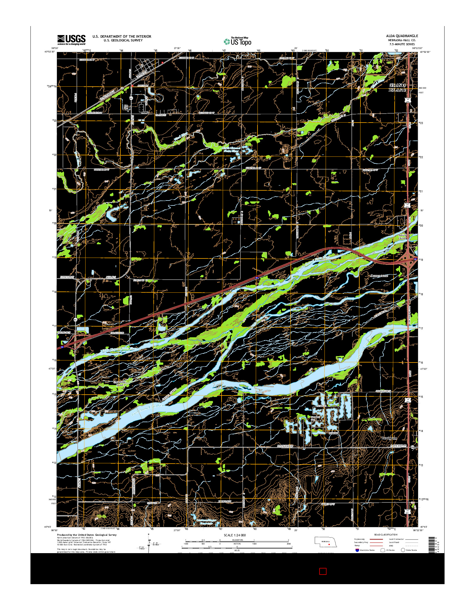 USGS US TOPO 7.5-MINUTE MAP FOR ALDA, NE 2014