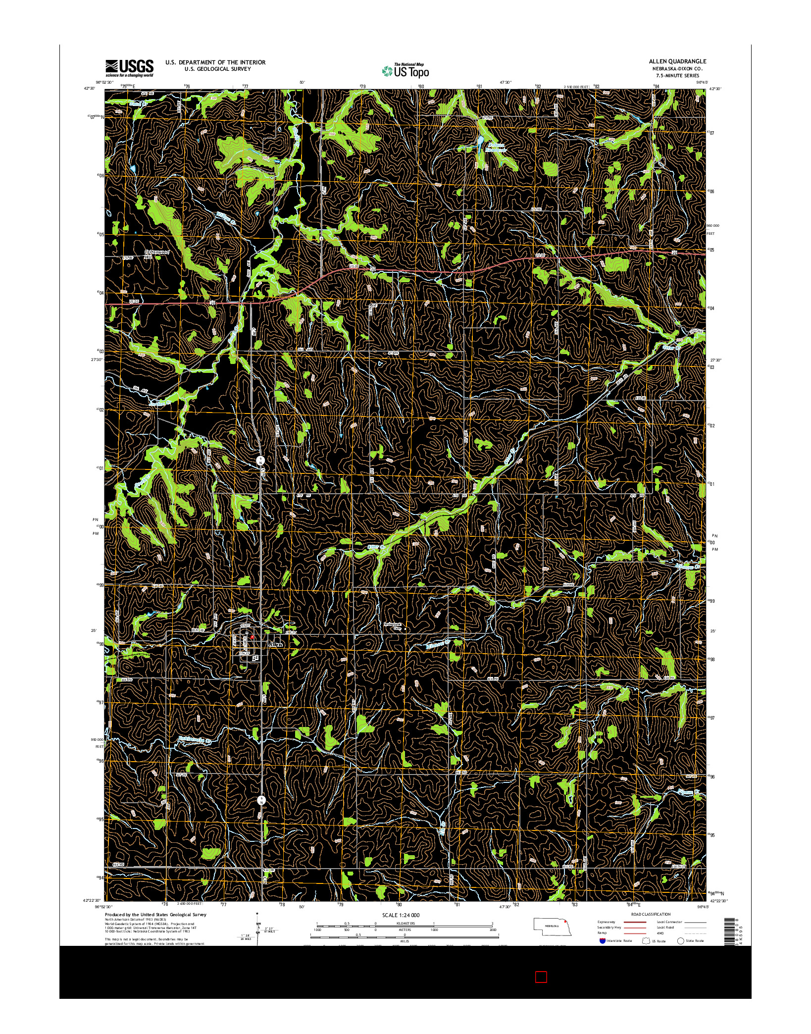 USGS US TOPO 7.5-MINUTE MAP FOR ALLEN, NE 2014