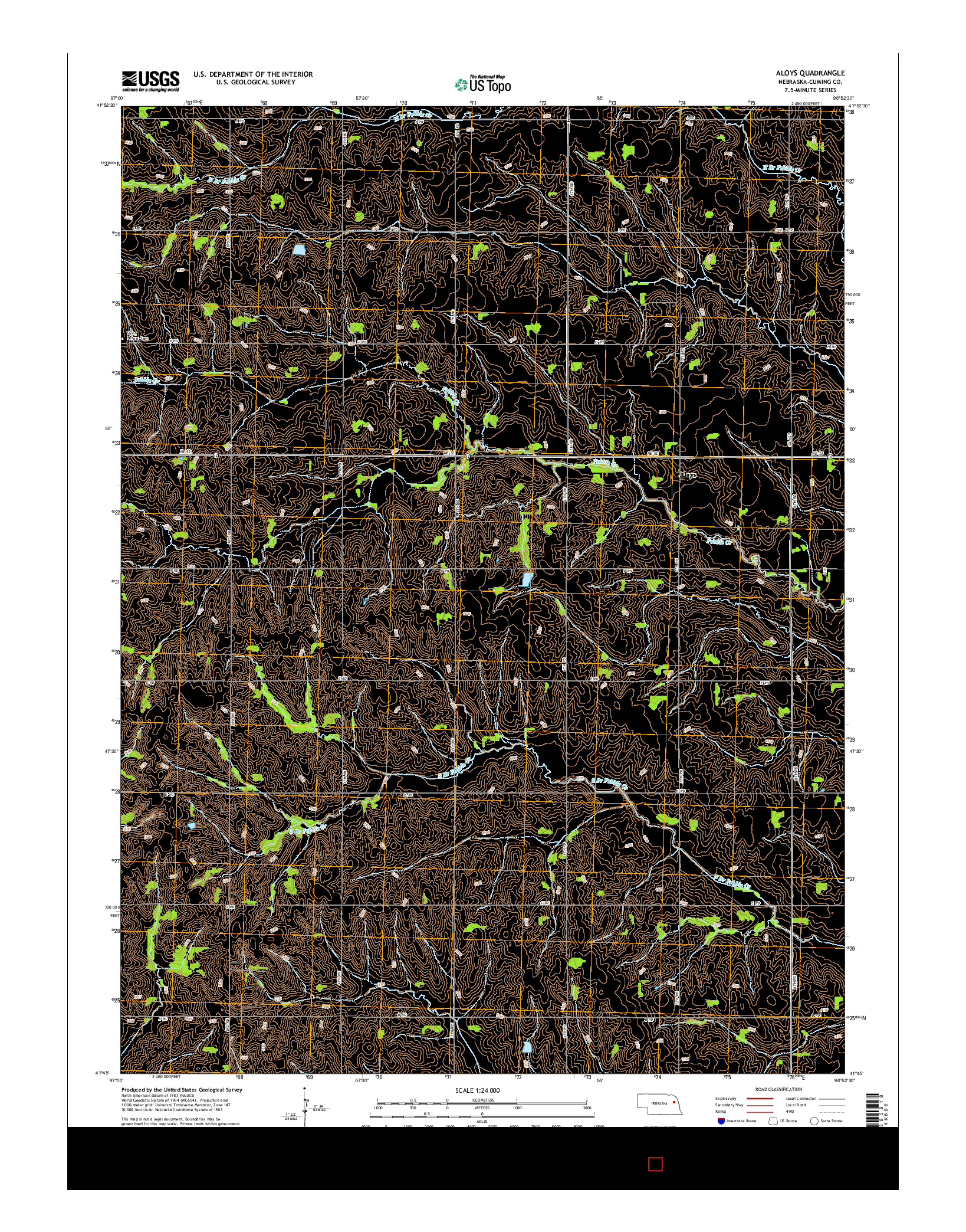 USGS US TOPO 7.5-MINUTE MAP FOR ALOYS, NE 2014