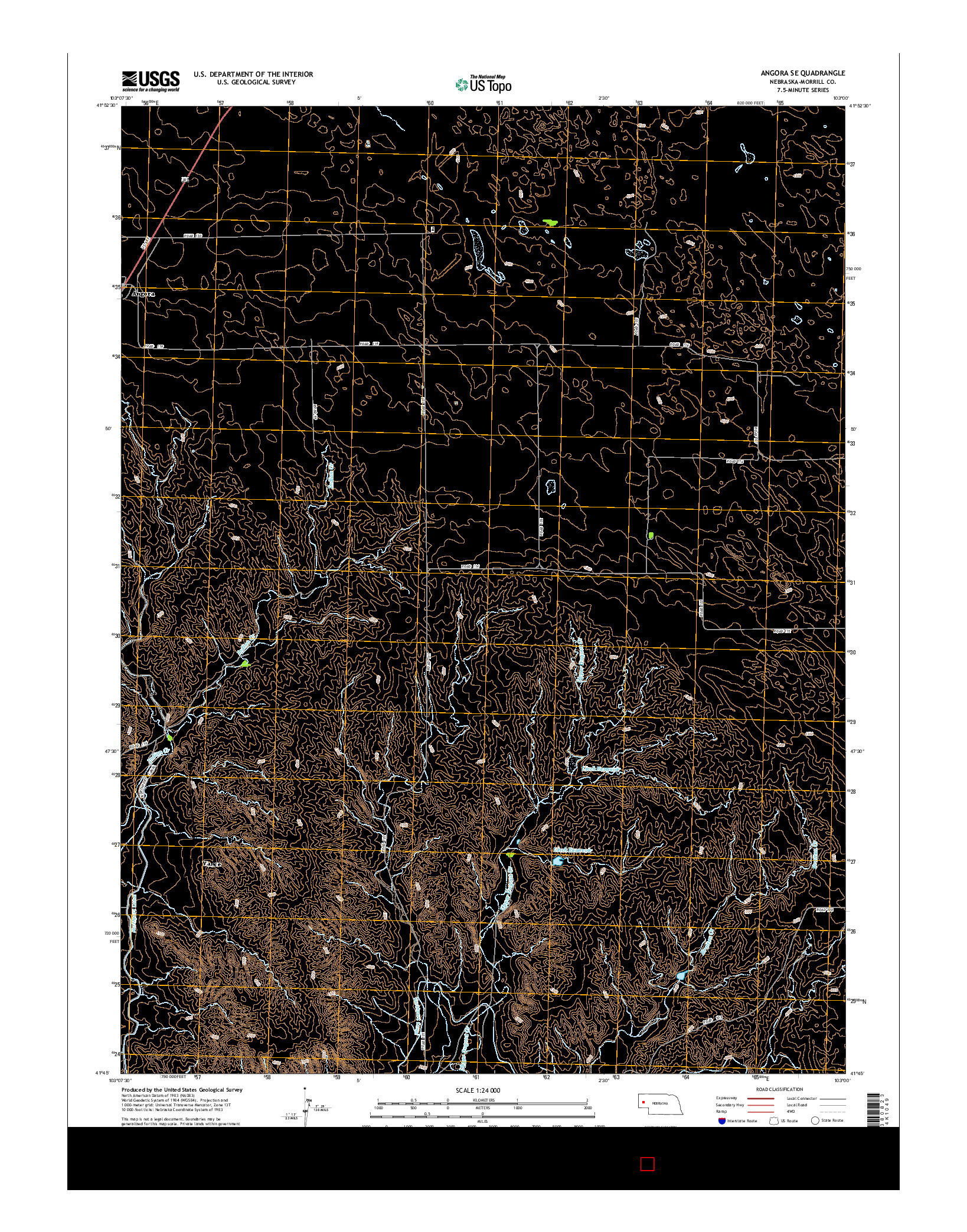 USGS US TOPO 7.5-MINUTE MAP FOR ANGORA SE, NE 2014