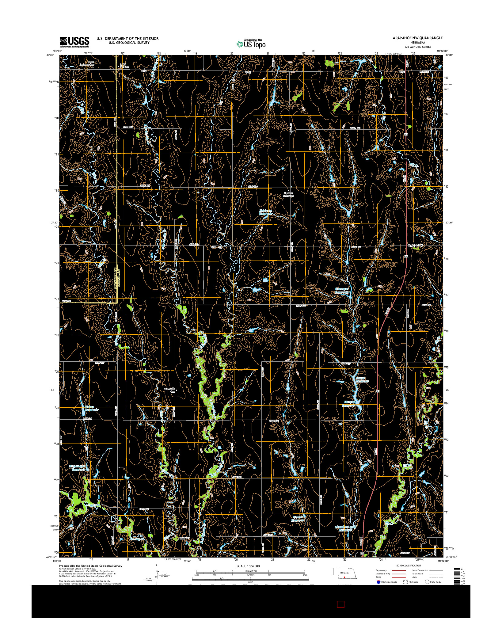 USGS US TOPO 7.5-MINUTE MAP FOR ARAPAHOE NW, NE 2014