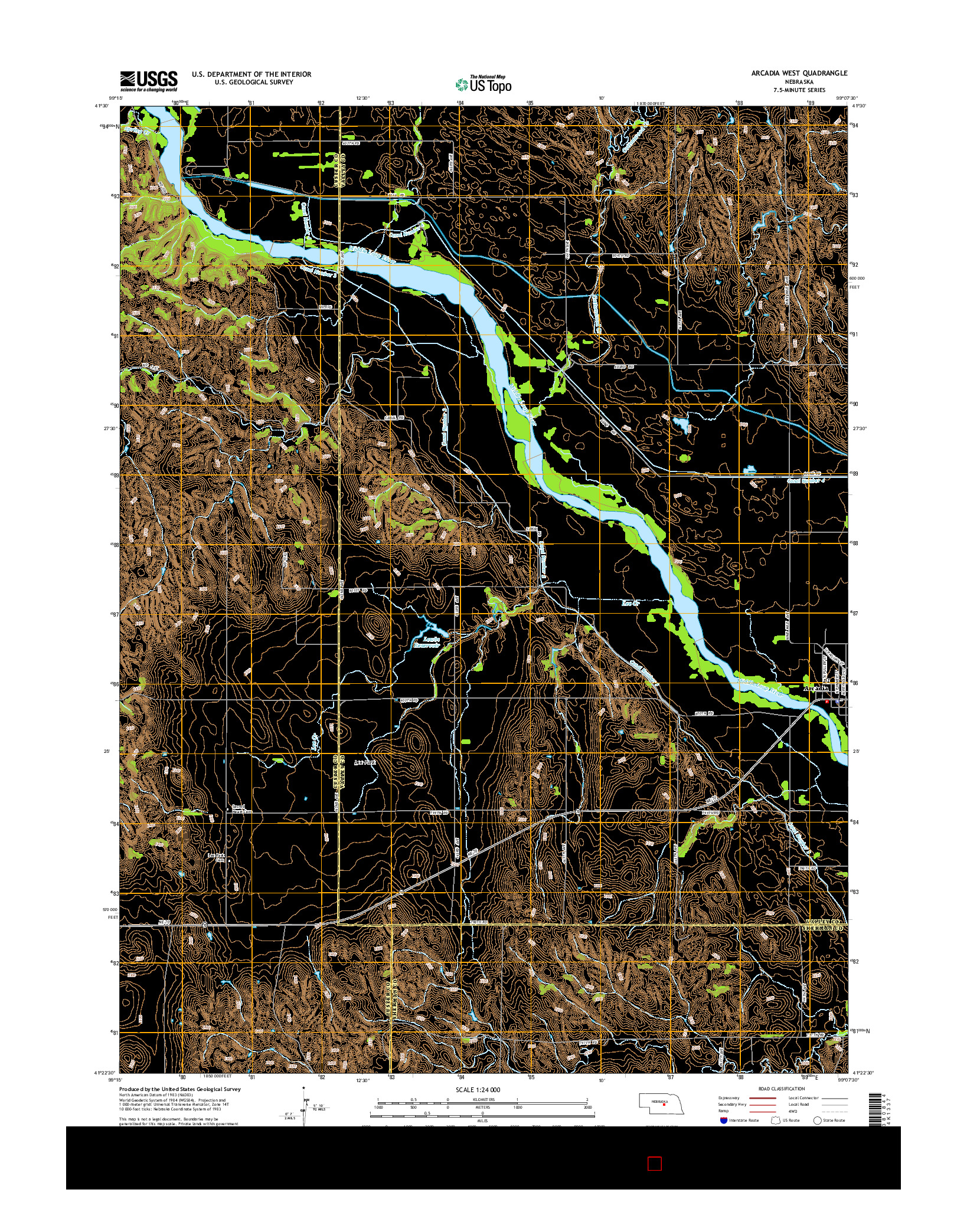 USGS US TOPO 7.5-MINUTE MAP FOR ARCADIA WEST, NE 2014
