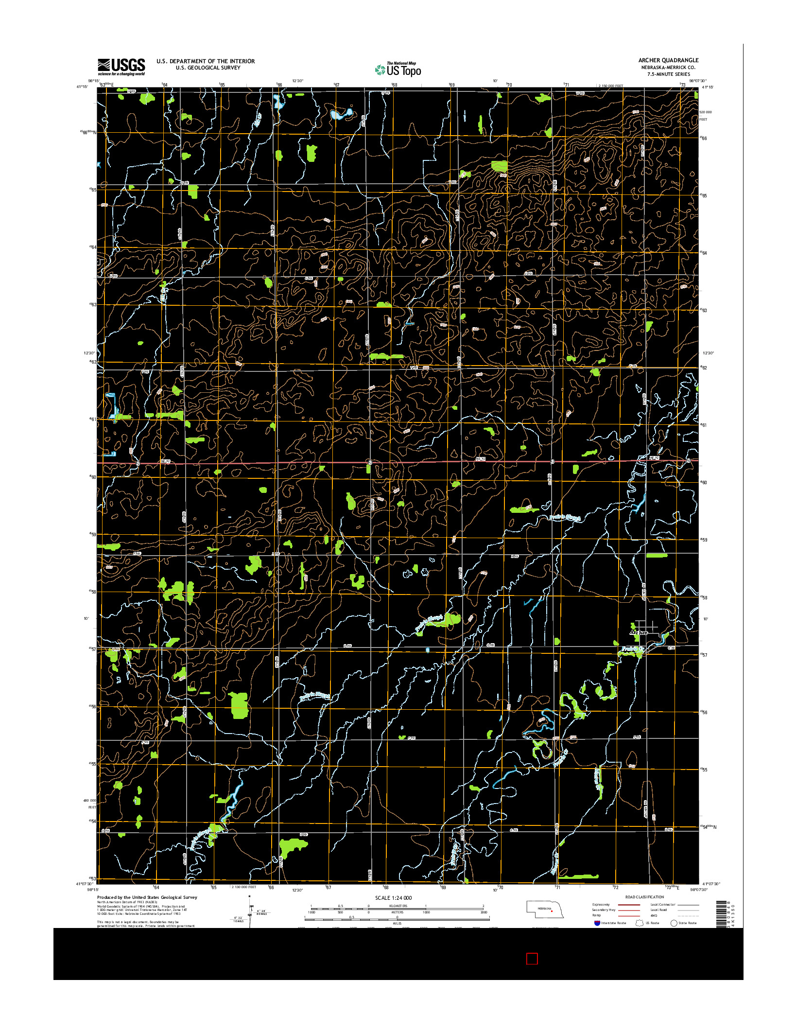 USGS US TOPO 7.5-MINUTE MAP FOR ARCHER, NE 2014