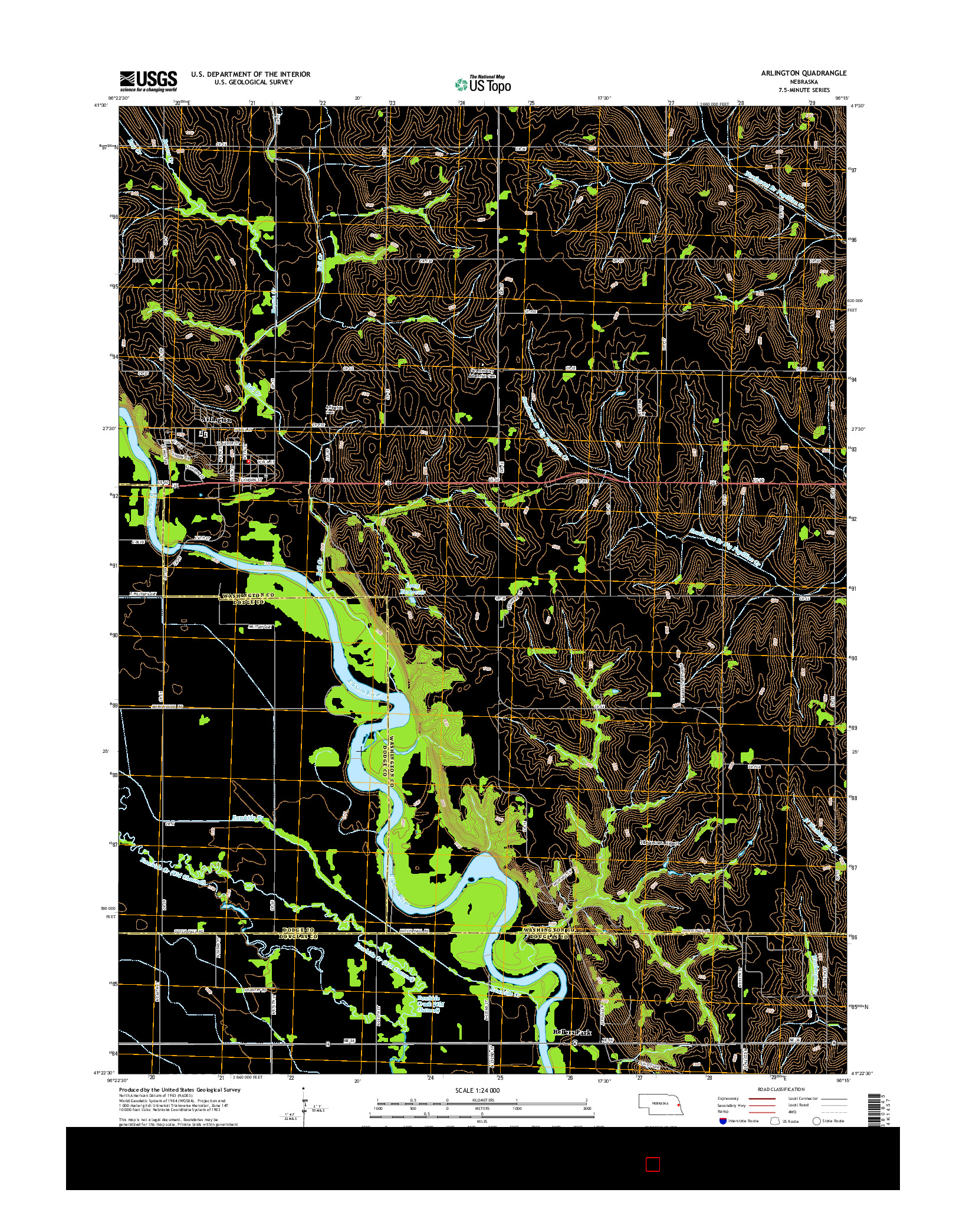 USGS US TOPO 7.5-MINUTE MAP FOR ARLINGTON, NE 2014