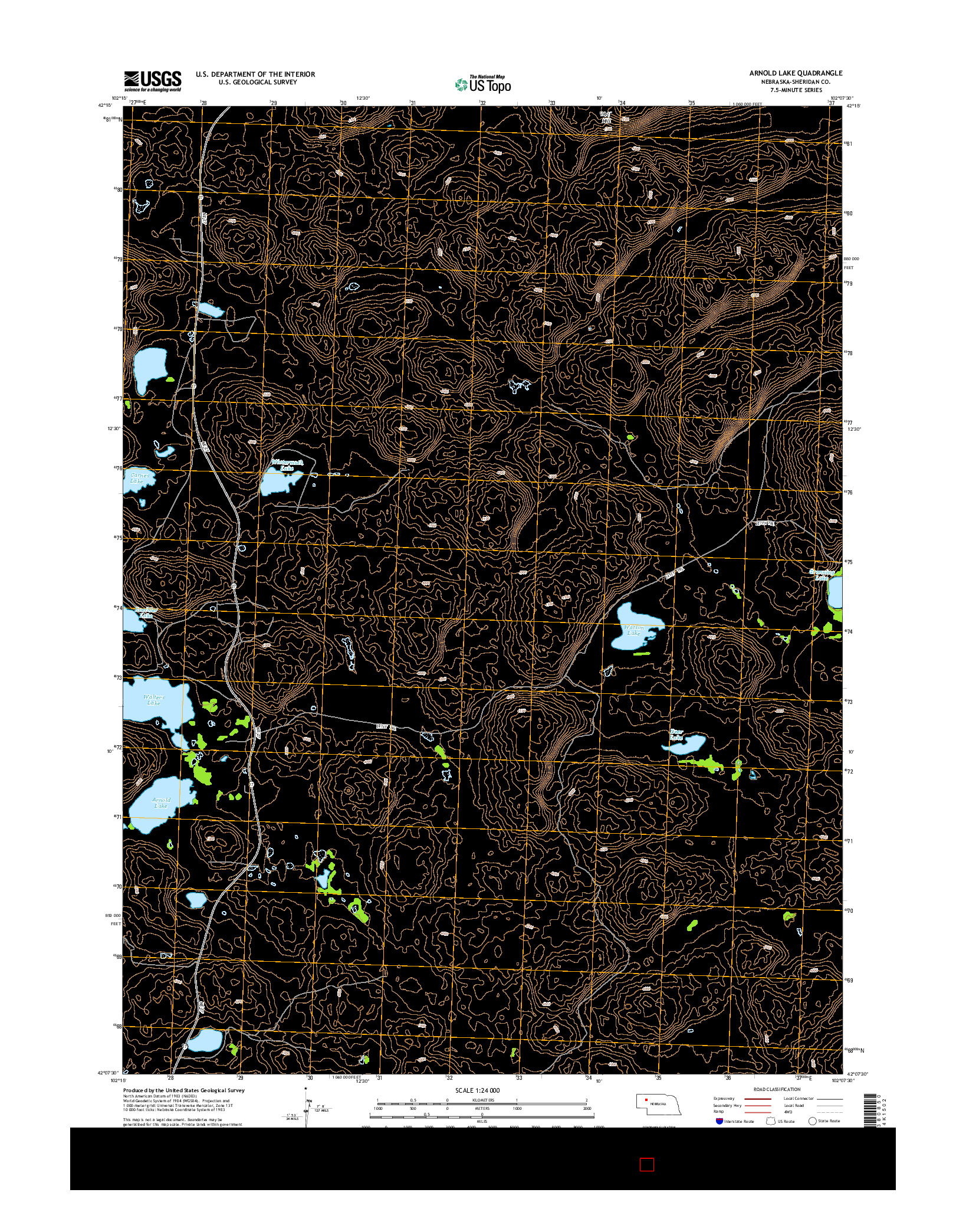 USGS US TOPO 7.5-MINUTE MAP FOR ARNOLD LAKE, NE 2014