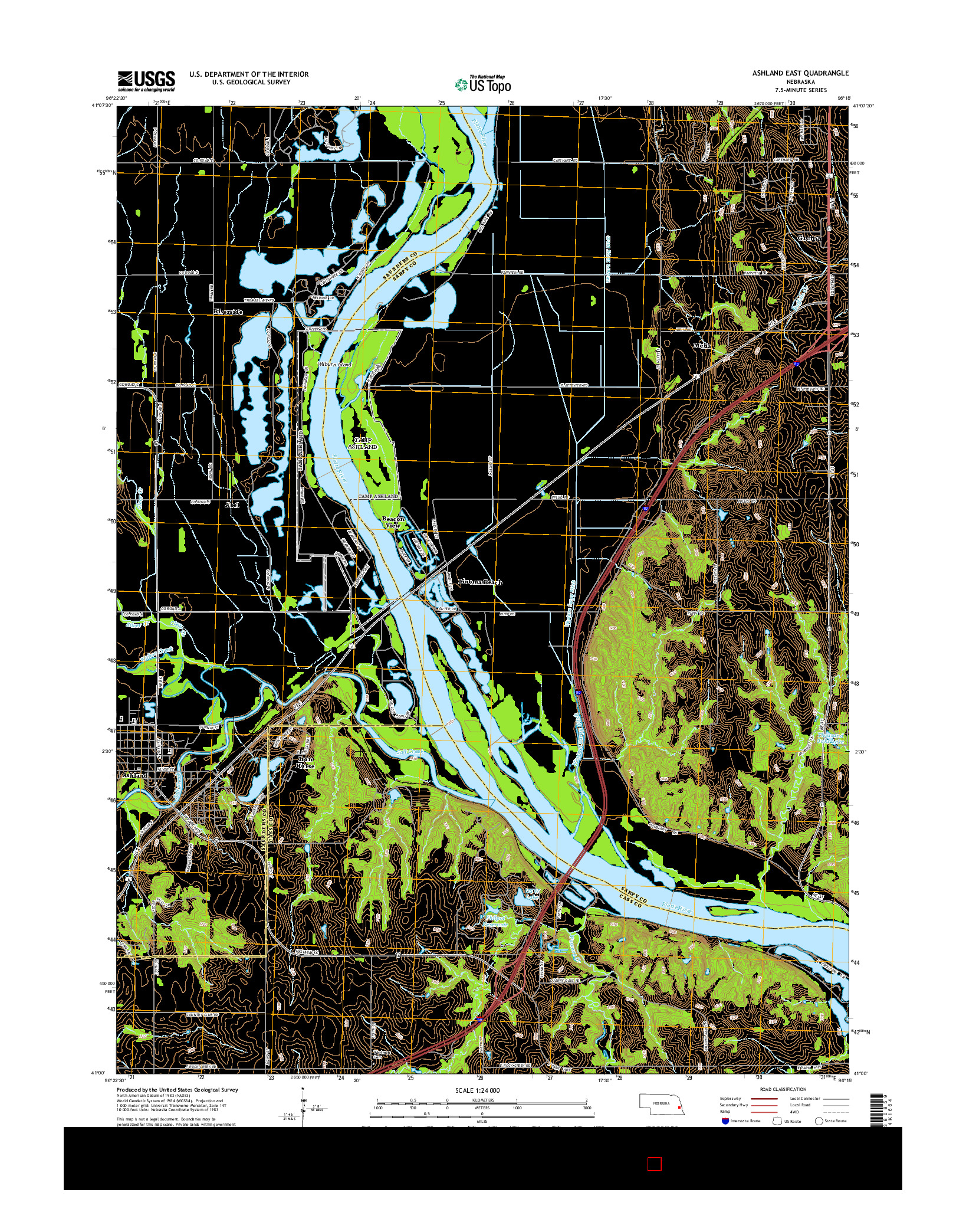 USGS US TOPO 7.5-MINUTE MAP FOR ASHLAND EAST, NE 2014