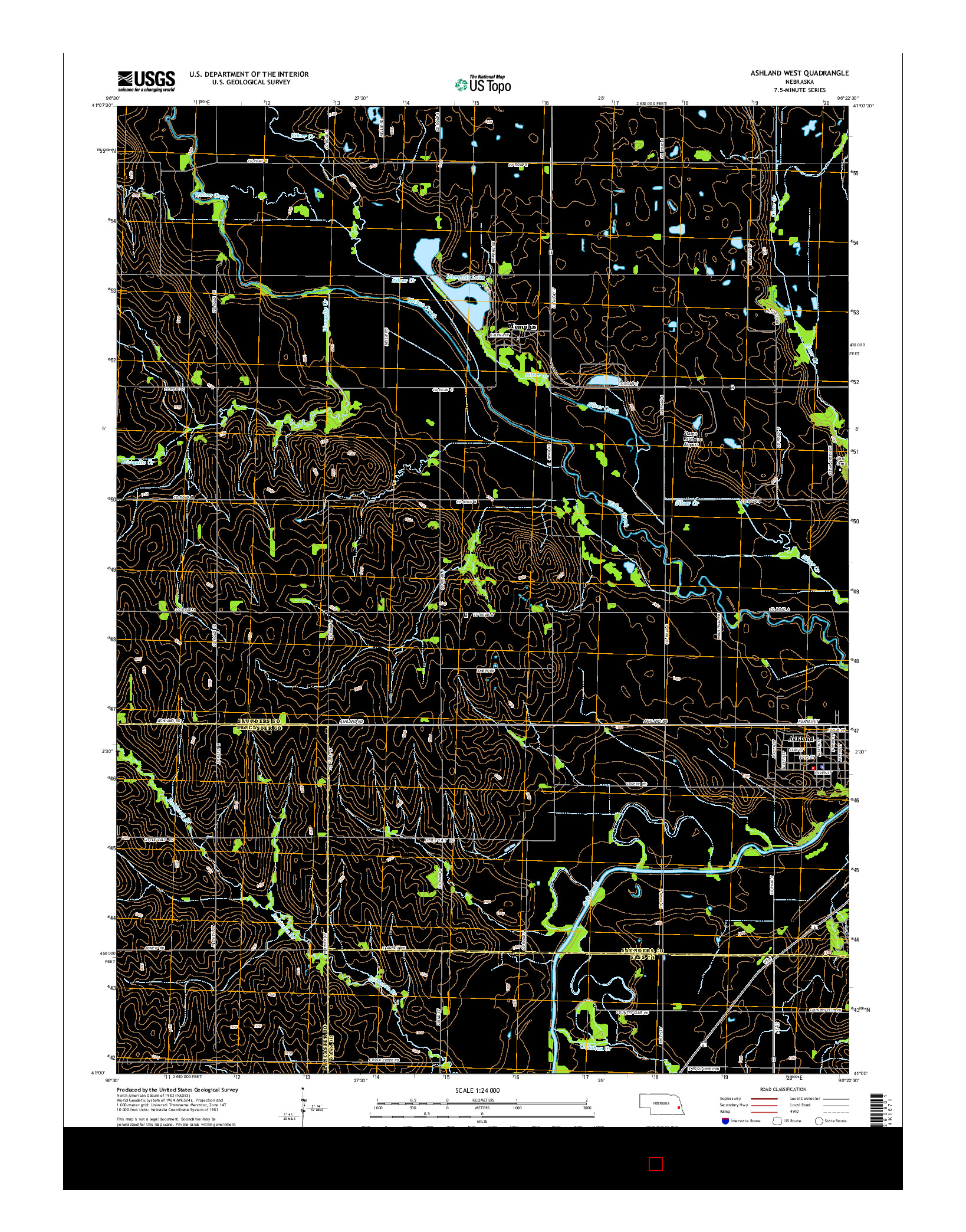USGS US TOPO 7.5-MINUTE MAP FOR ASHLAND WEST, NE 2014