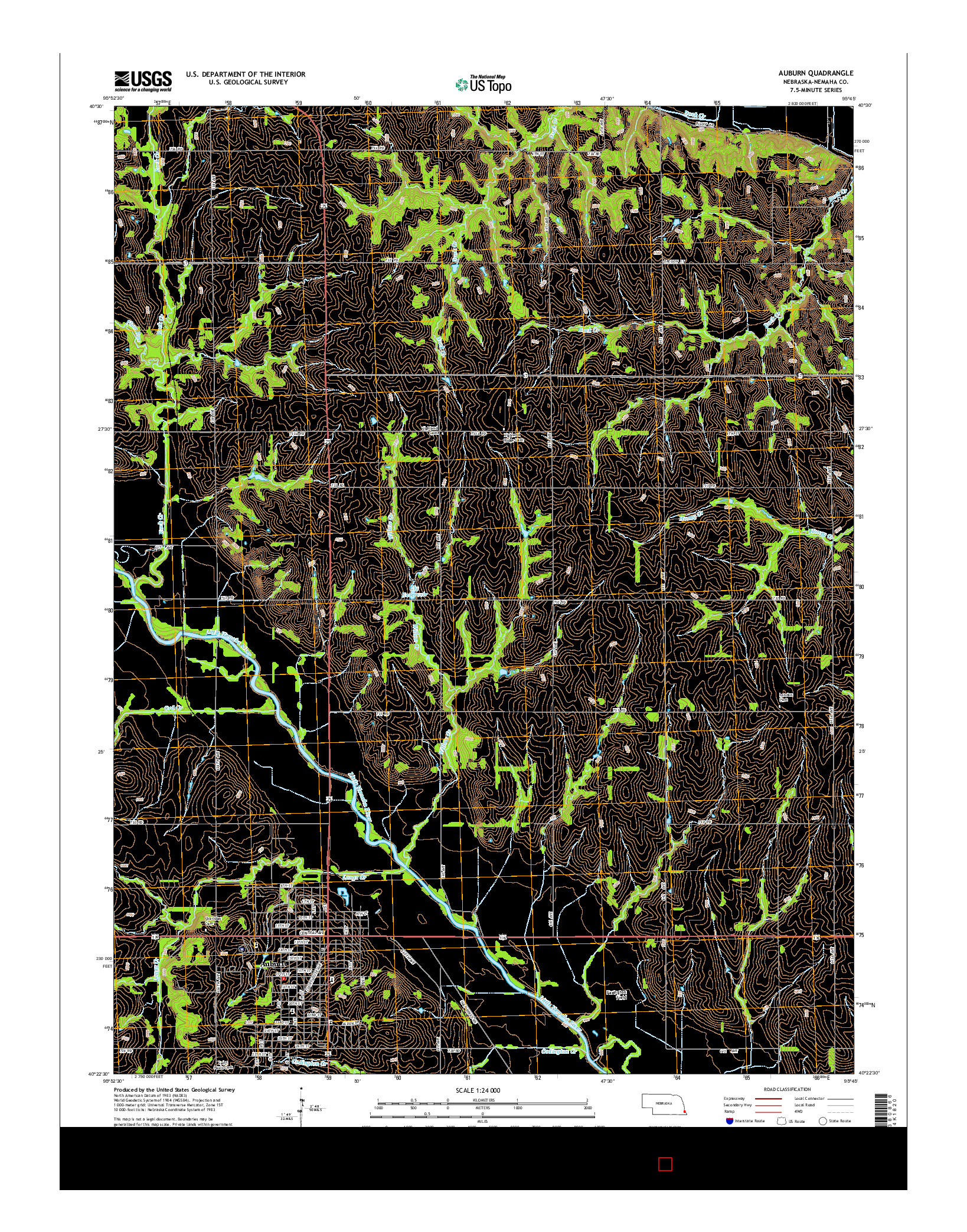 USGS US TOPO 7.5-MINUTE MAP FOR AUBURN, NE 2014