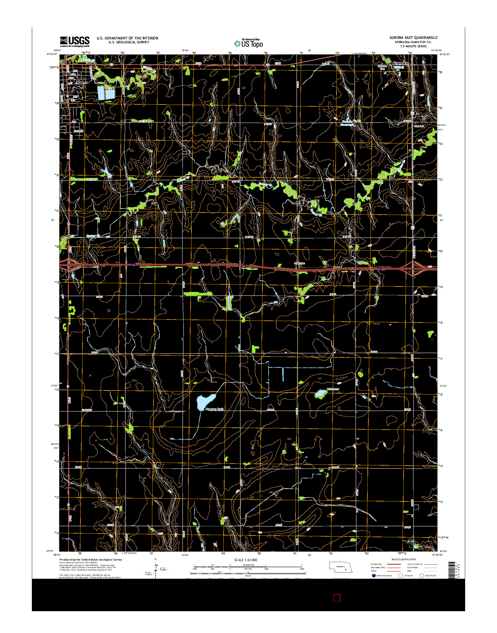 USGS US TOPO 7.5-MINUTE MAP FOR AURORA EAST, NE 2014