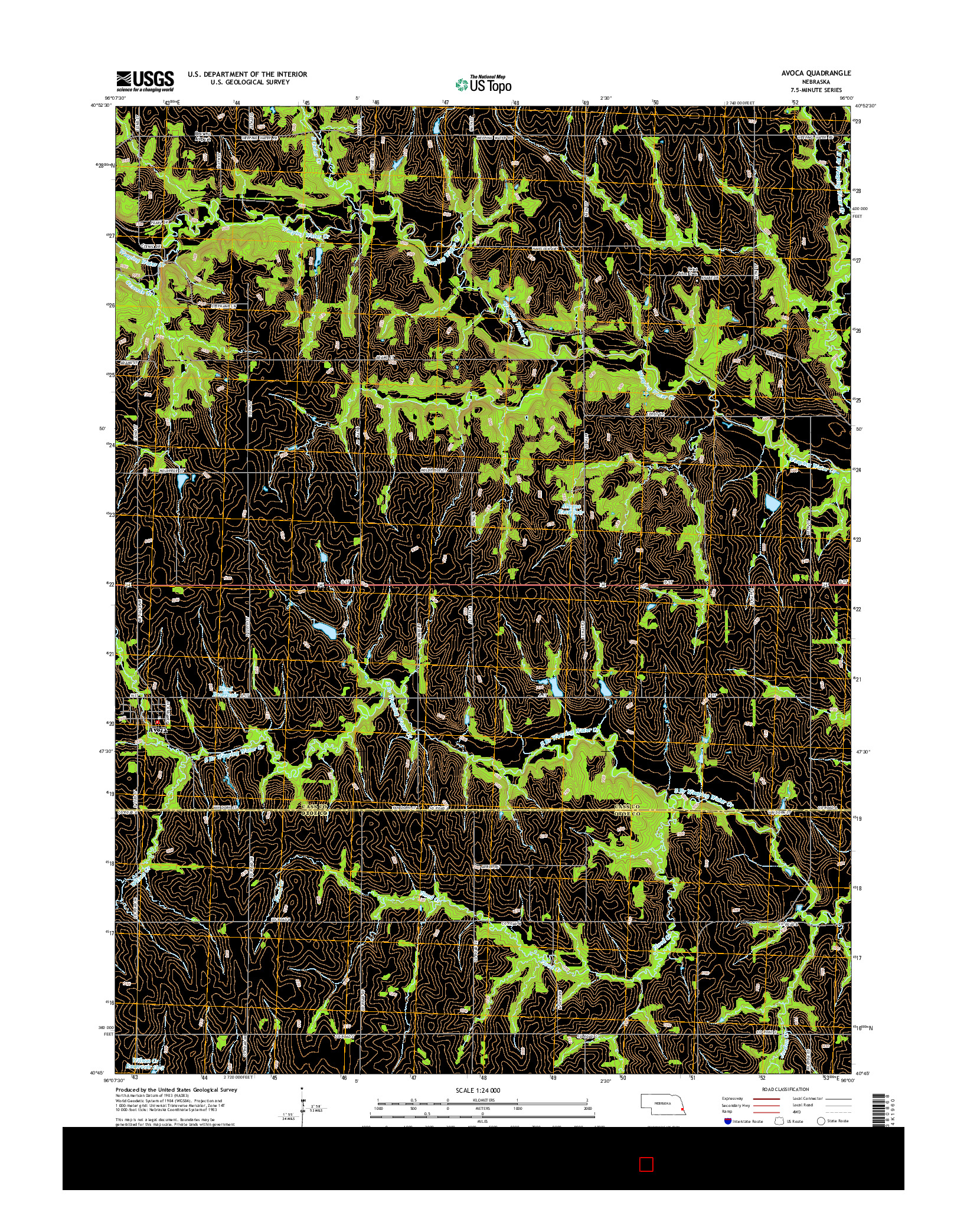 USGS US TOPO 7.5-MINUTE MAP FOR AVOCA, NE 2014