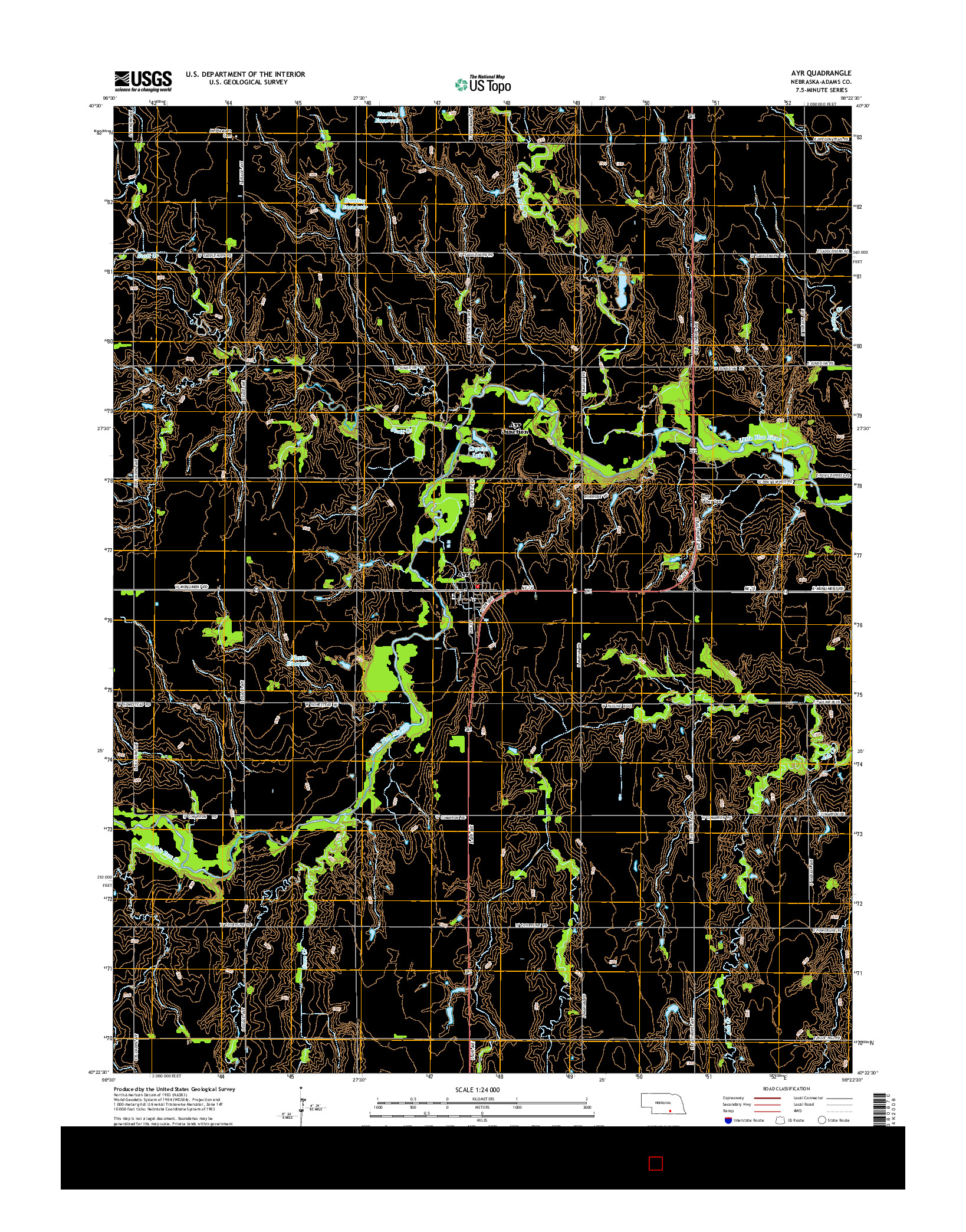 USGS US TOPO 7.5-MINUTE MAP FOR AYR, NE 2014