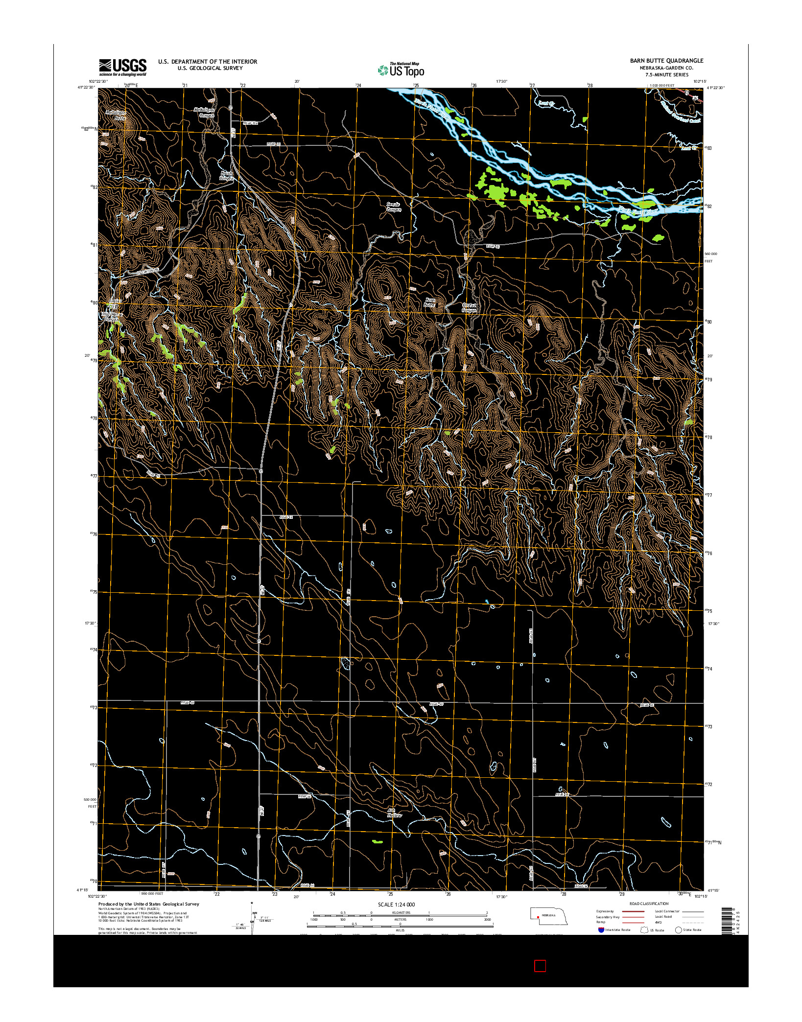 USGS US TOPO 7.5-MINUTE MAP FOR BARN BUTTE, NE 2014