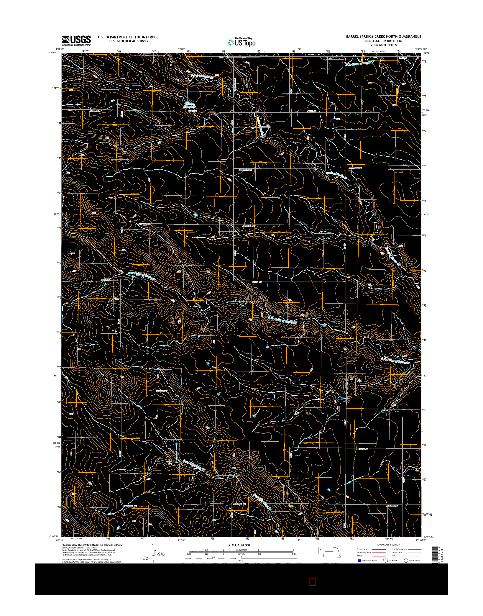 USGS US TOPO 7.5-MINUTE MAP FOR BARREL SPRINGS CREEK NORTH, NE 2014
