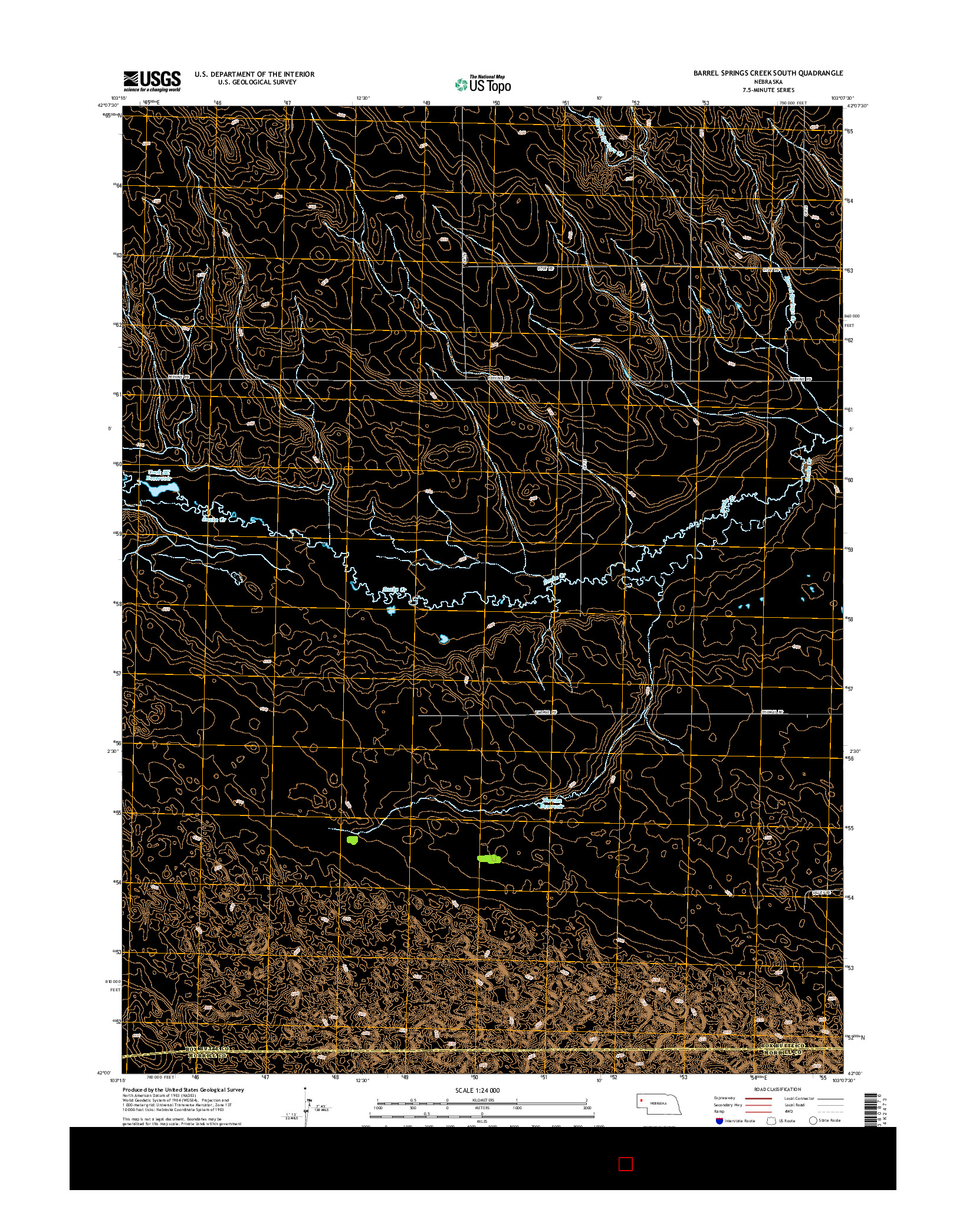 USGS US TOPO 7.5-MINUTE MAP FOR BARREL SPRINGS CREEK SOUTH, NE 2014