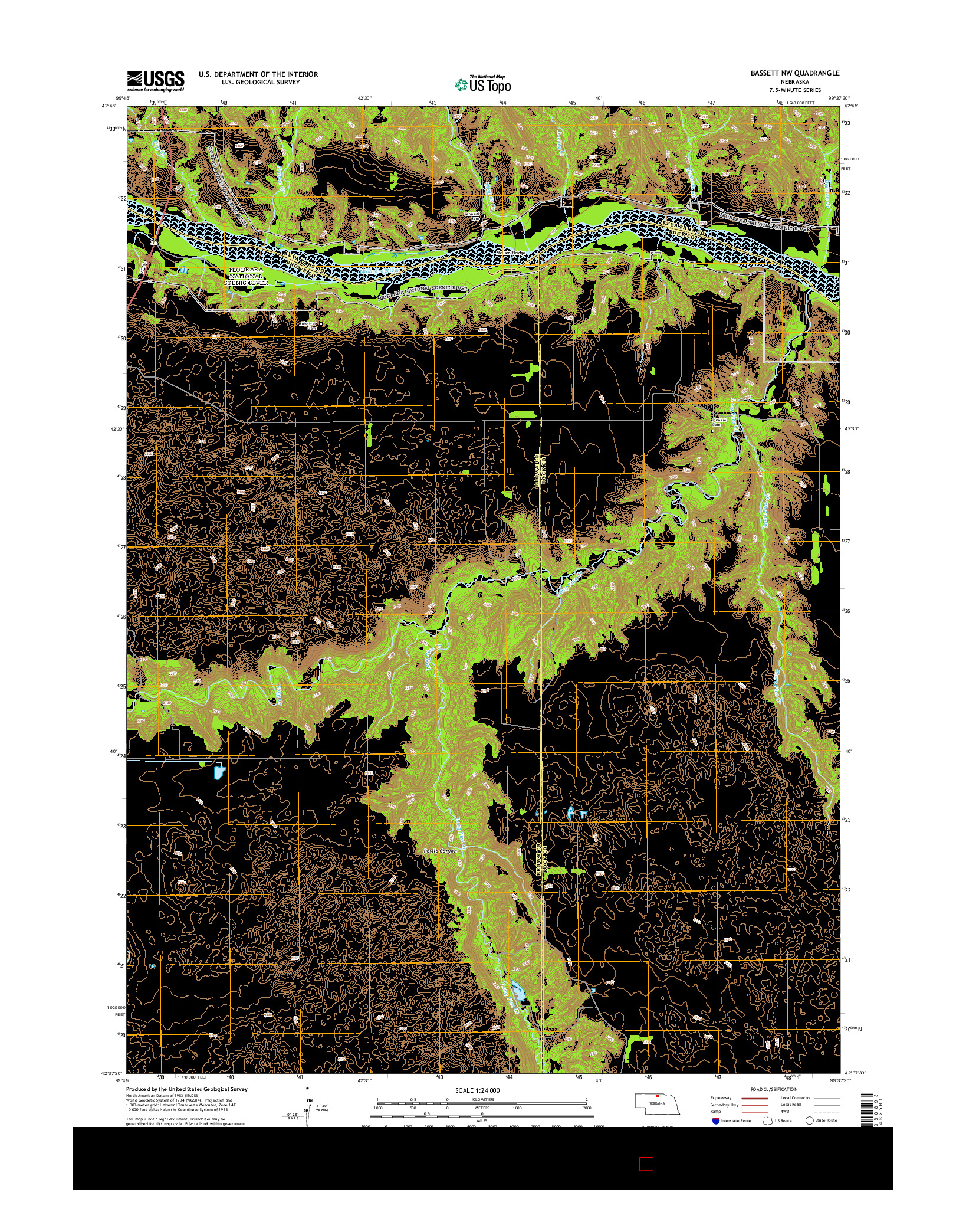 USGS US TOPO 7.5-MINUTE MAP FOR BASSETT NW, NE 2014