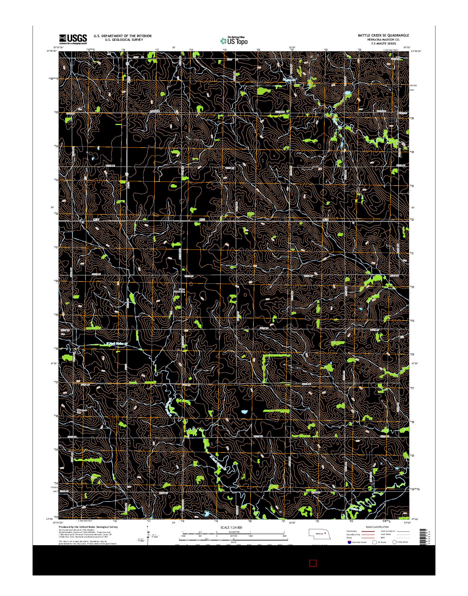 USGS US TOPO 7.5-MINUTE MAP FOR BATTLE CREEK SE, NE 2014