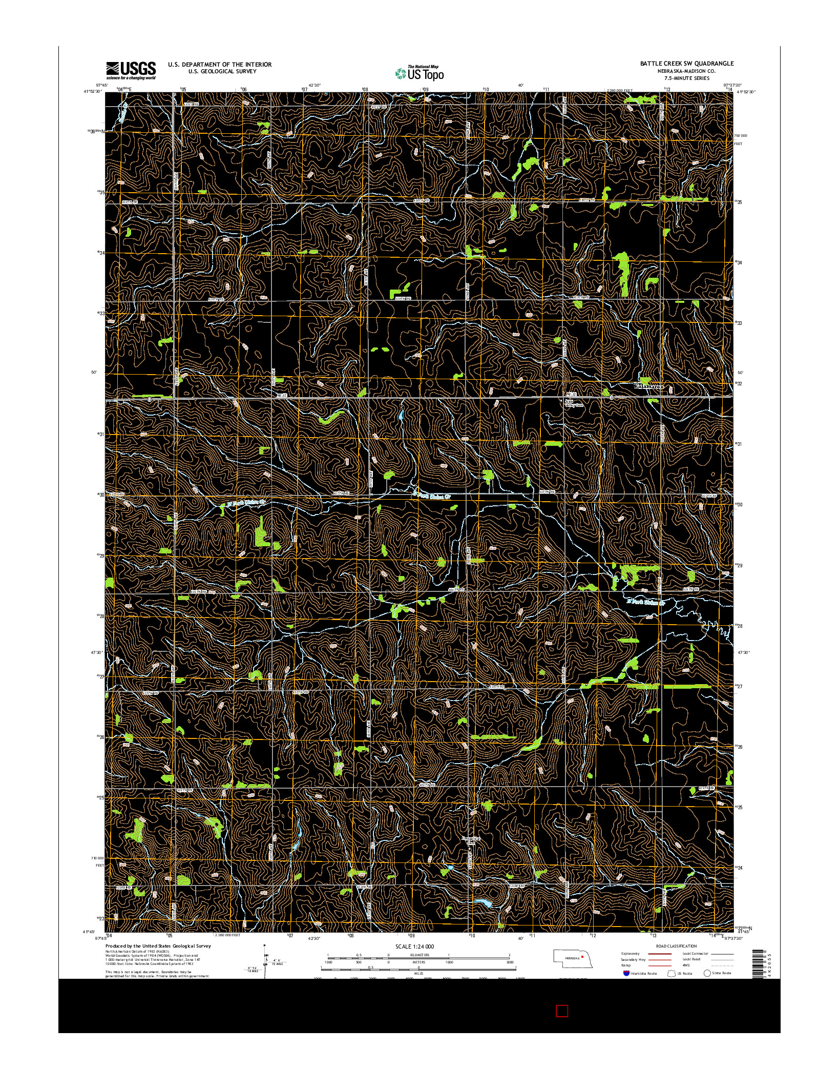 USGS US TOPO 7.5-MINUTE MAP FOR BATTLE CREEK SW, NE 2014