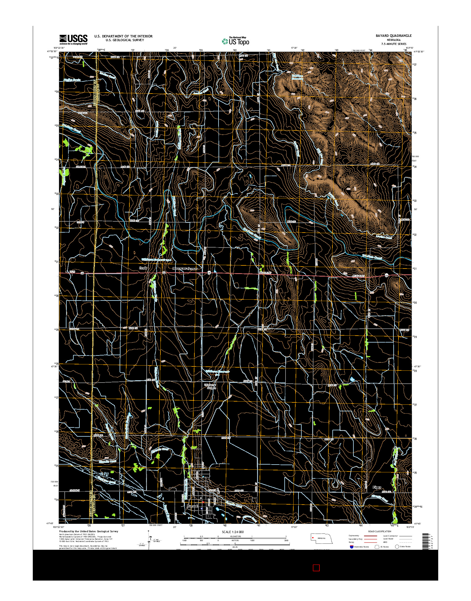 USGS US TOPO 7.5-MINUTE MAP FOR BAYARD, NE 2014