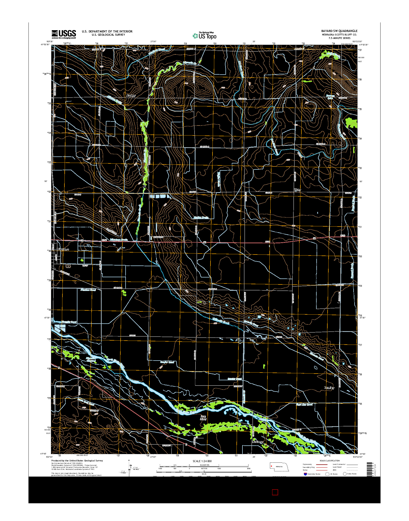 USGS US TOPO 7.5-MINUTE MAP FOR BAYARD SW, NE 2014