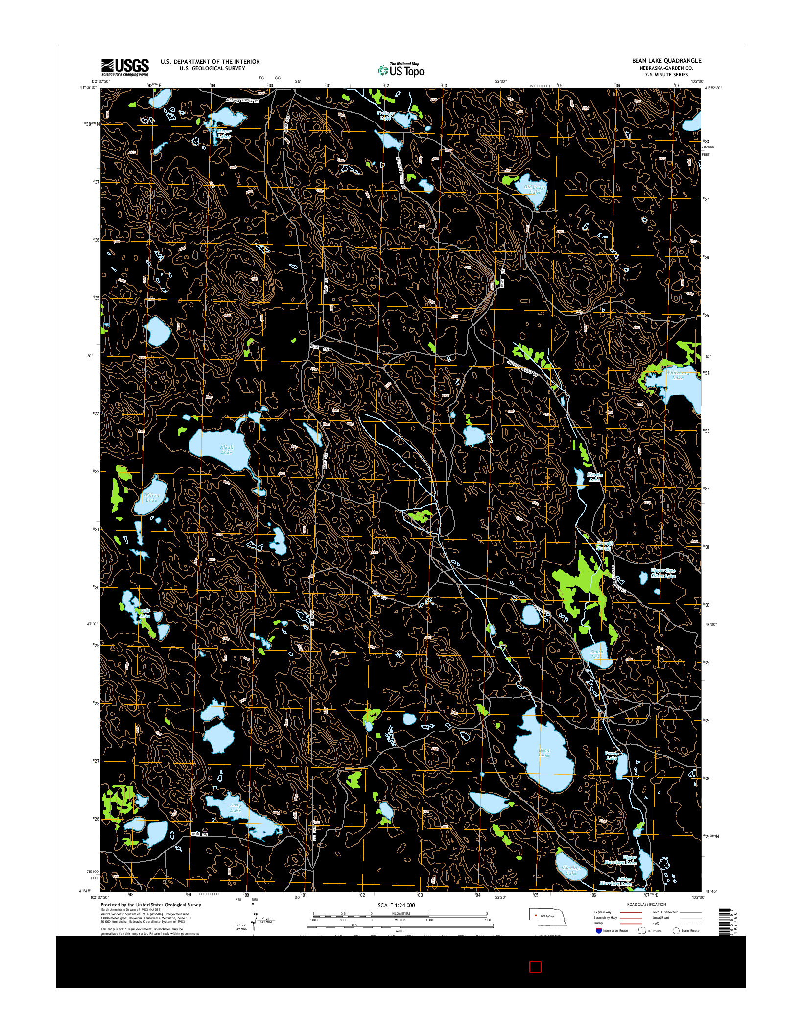 USGS US TOPO 7.5-MINUTE MAP FOR BEAN LAKE, NE 2014